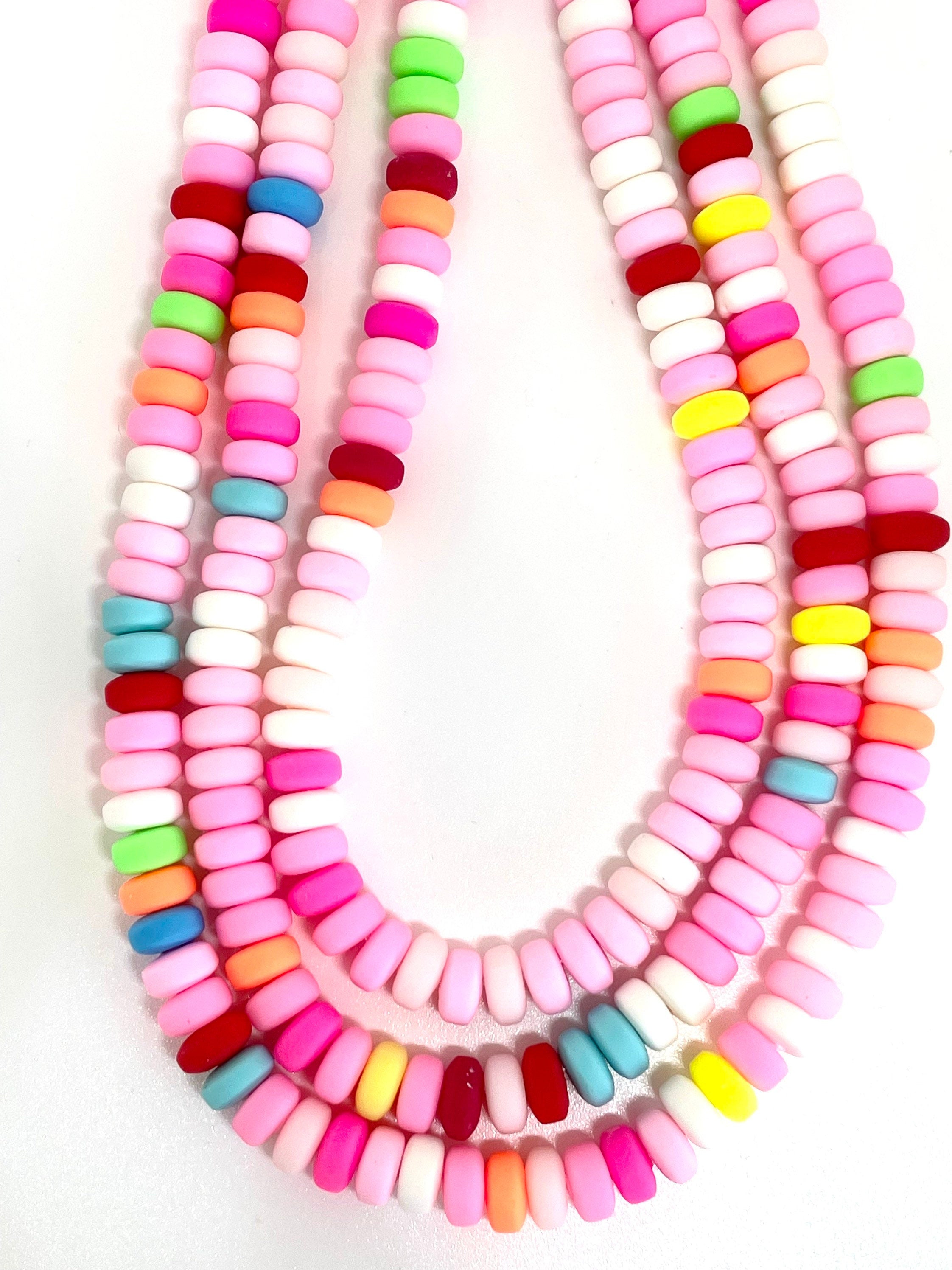 Baby Pink Heishi Beads: Candy Necklace Inspired Design