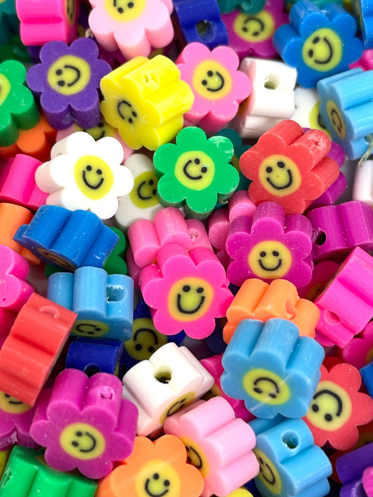 Smiley Face Beads, Emoji Beads, 10mm Polymer Clay Beads, Yellow
