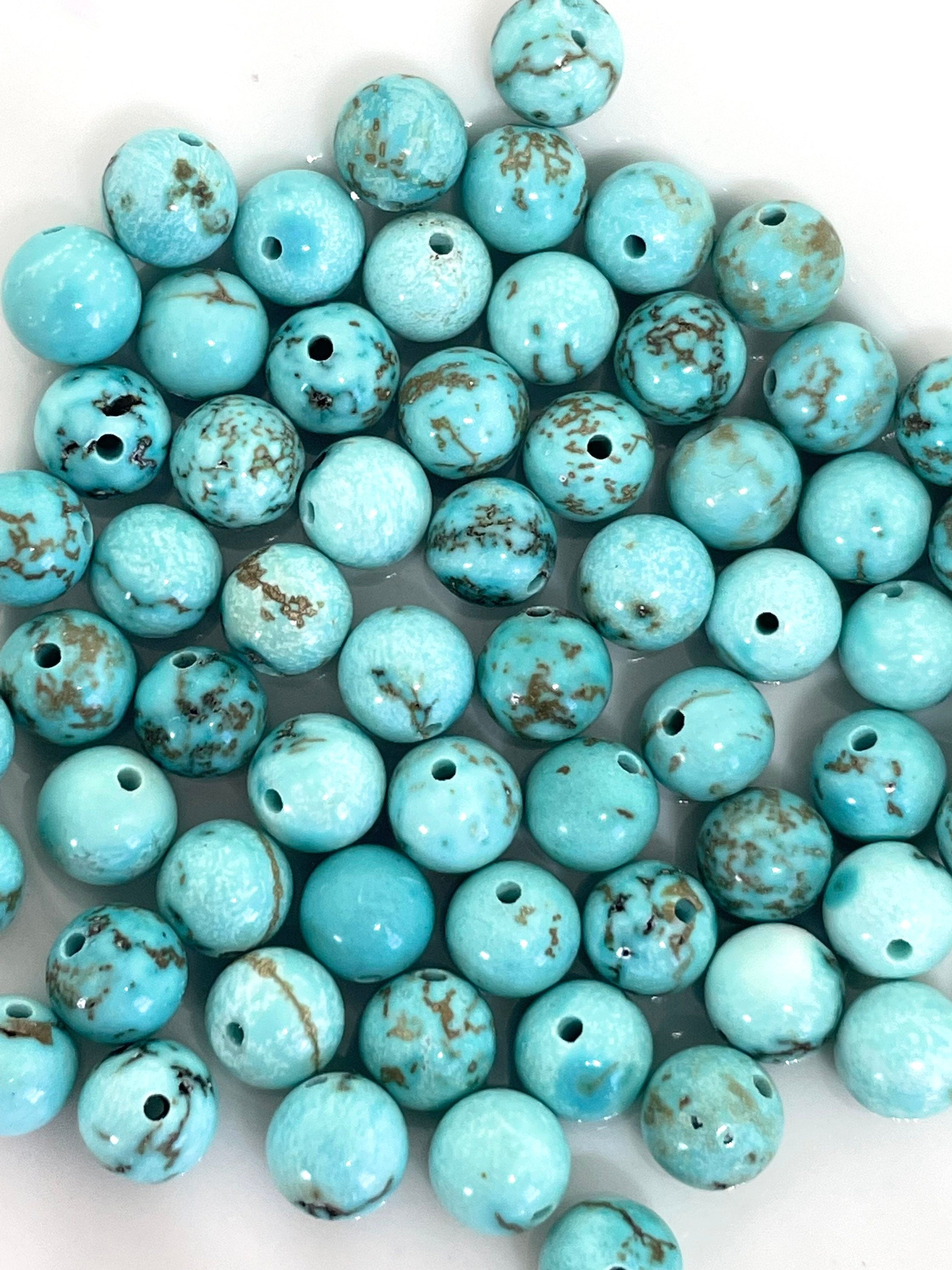 6mm Light Blue Howlite Stone Beads