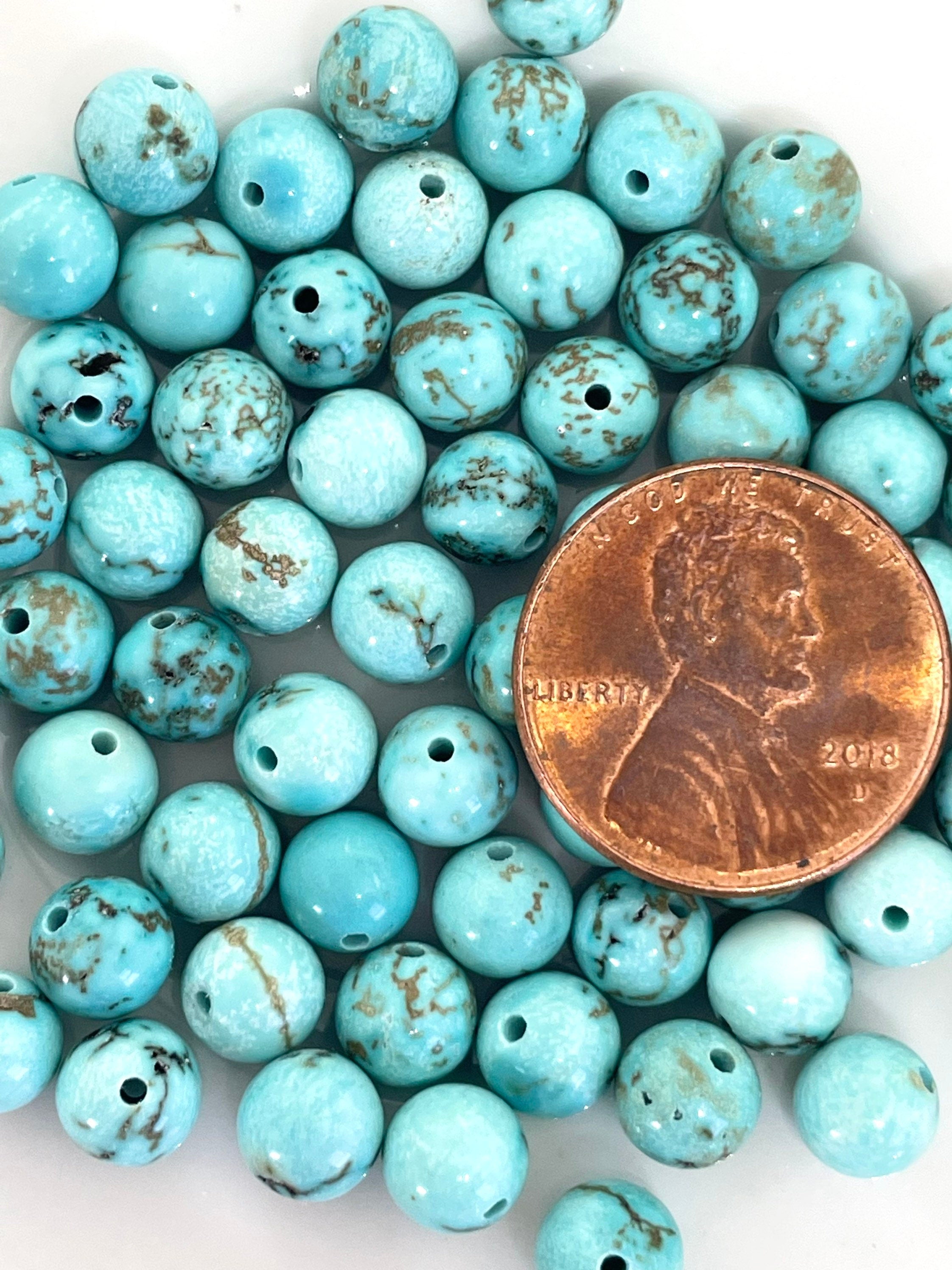 6mm Light Blue Howlite Stone Beads