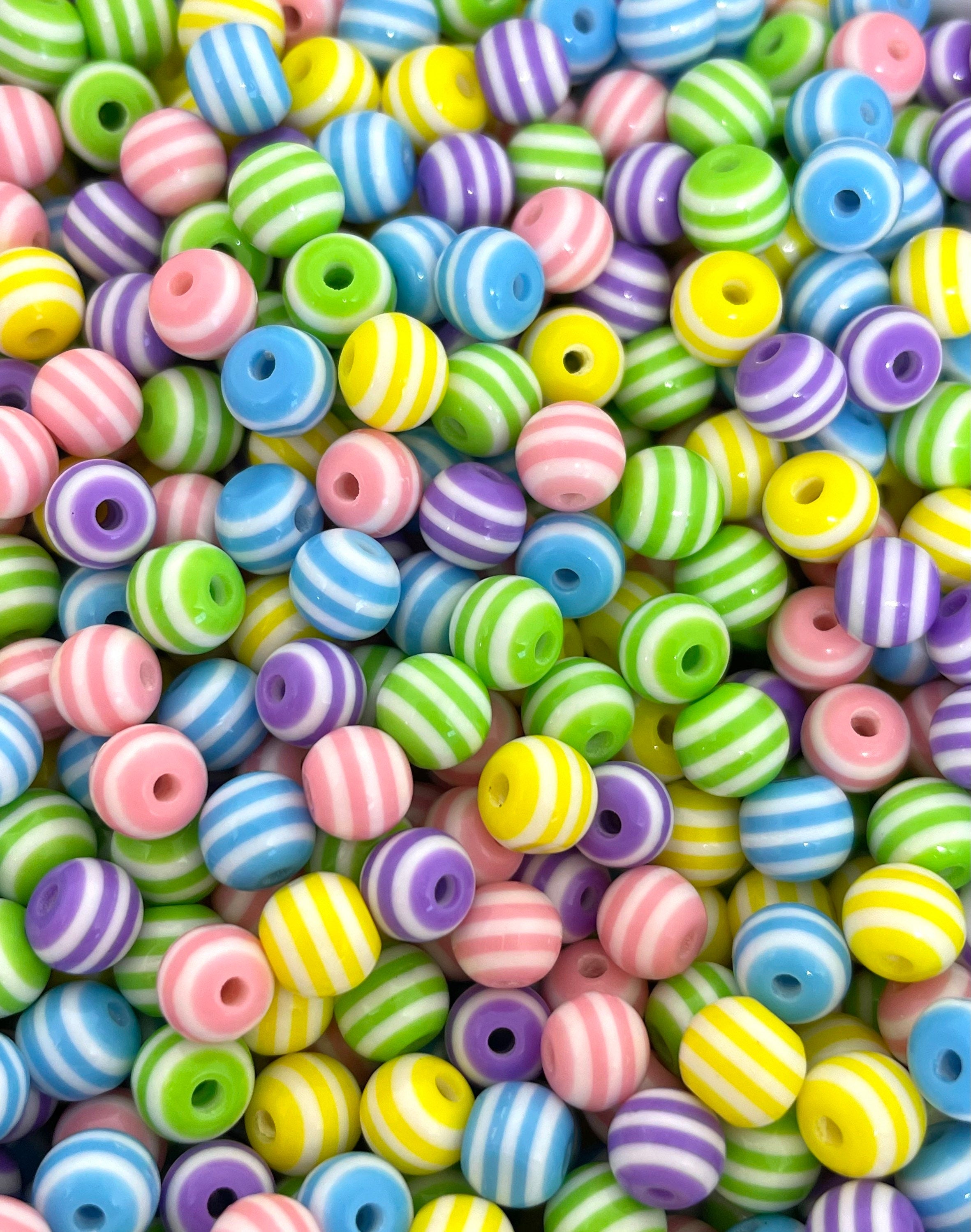 6mm Striped Pastel Bead Mix