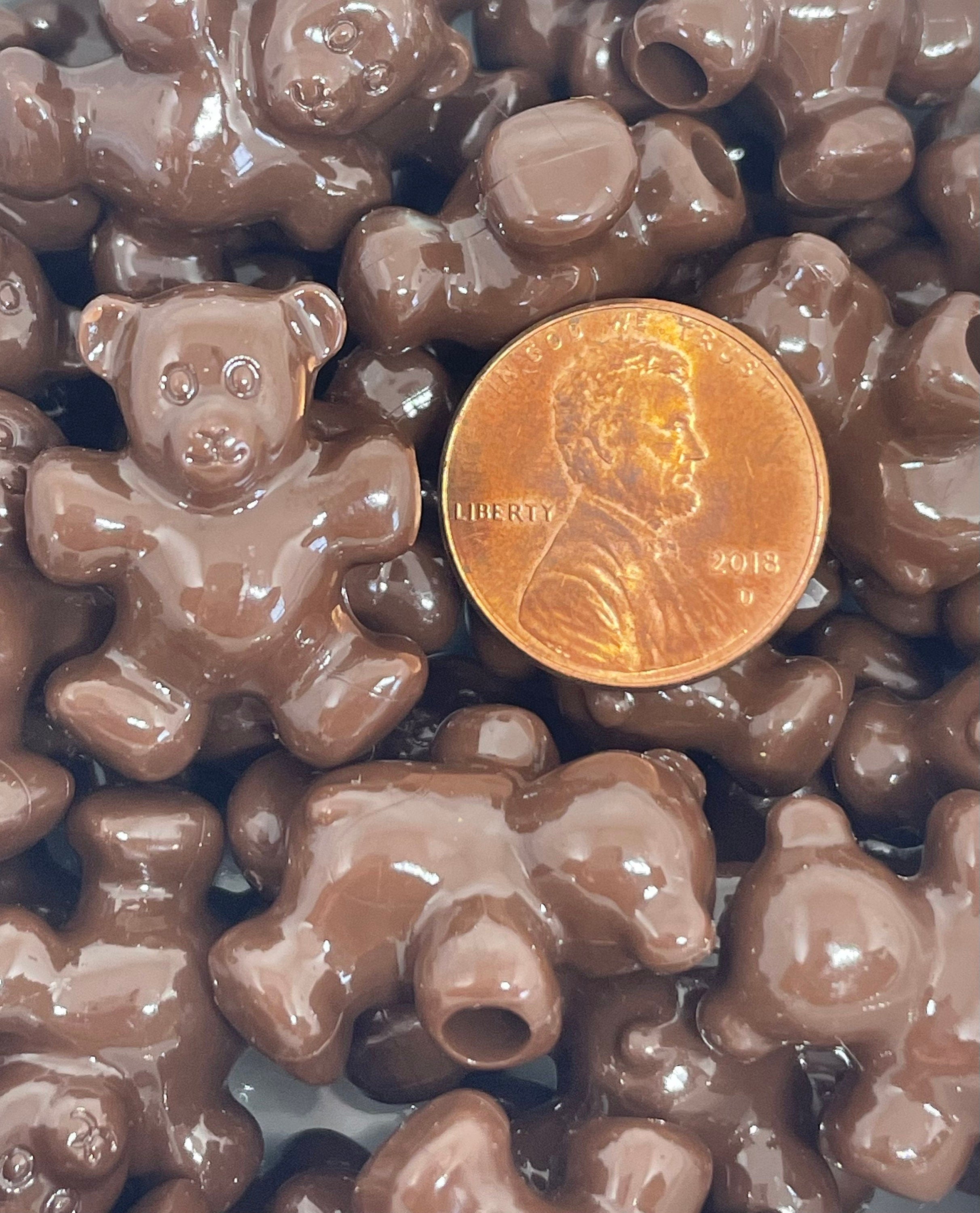 Chocolate Teddy Bear Bead, Animal Beads for Jewelry Making, Bear Necklace, Candy Beads for Easter, Unique Beads, Animal Shaped Beads