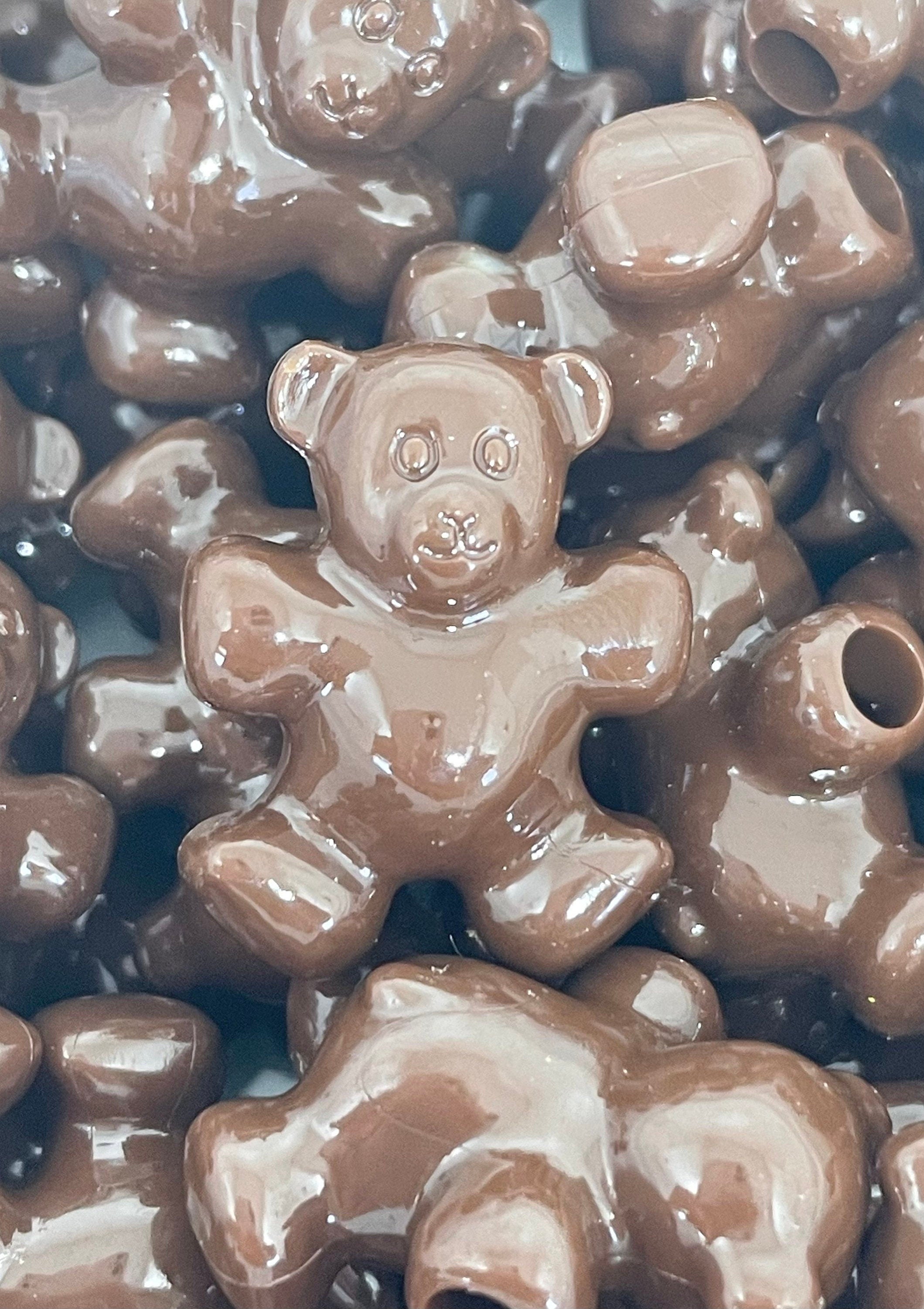 Chocolate Teddy Bear Bead, Animal Beads for Jewelry Making, Bear Necklace, Candy Beads for Easter, Unique Beads, Animal Shaped Beads