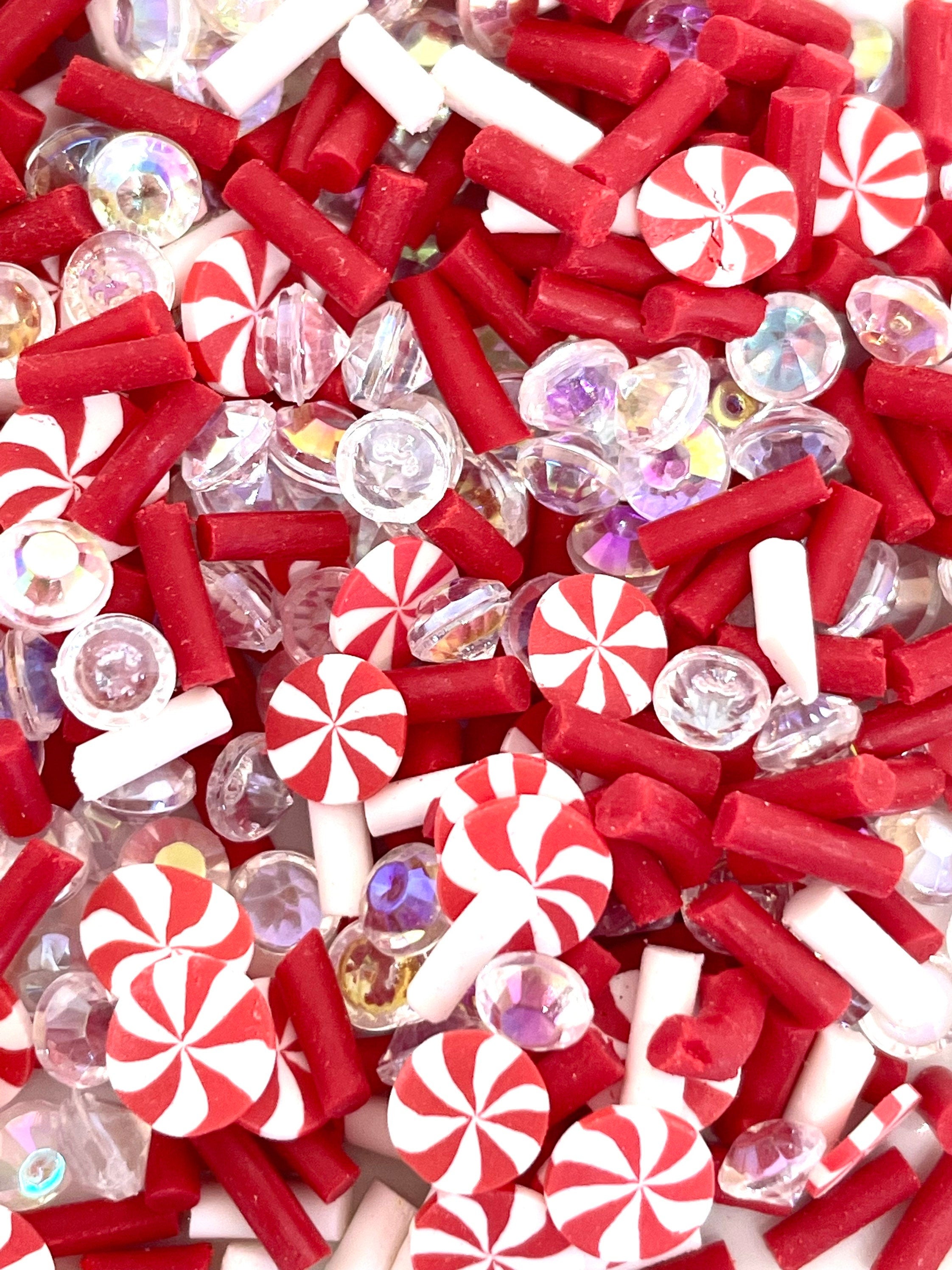 Christmas Peppermint Fake Sprinkles, Christmas Fake Sprinkle Mix, Christmas Confetti, Clay Confetti, Decoden