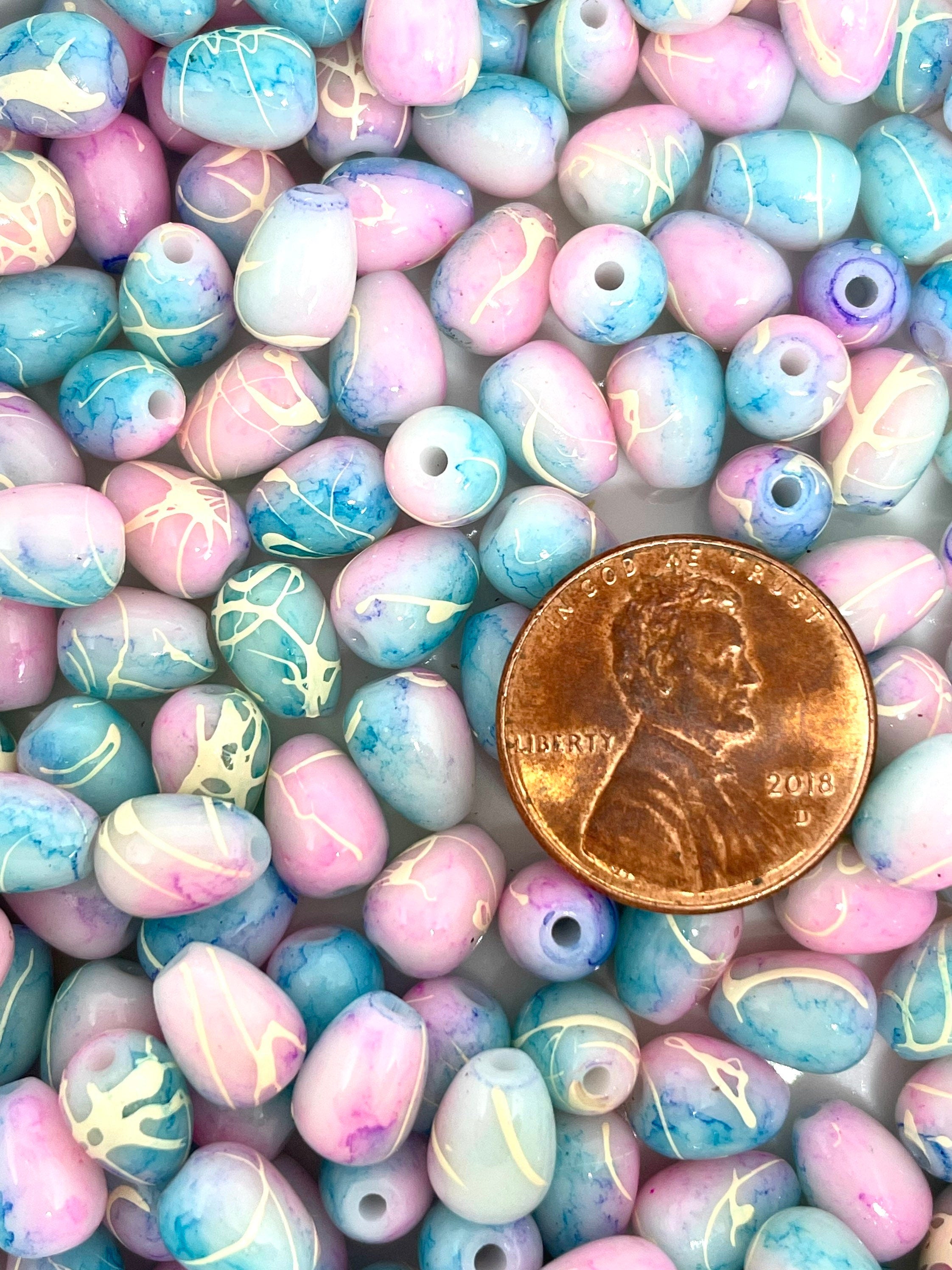 Cotton Candy Beads, Teardrop Beads, Glass Beads, Drop Beads for Earrings, Candy Beads for Jewelry Making