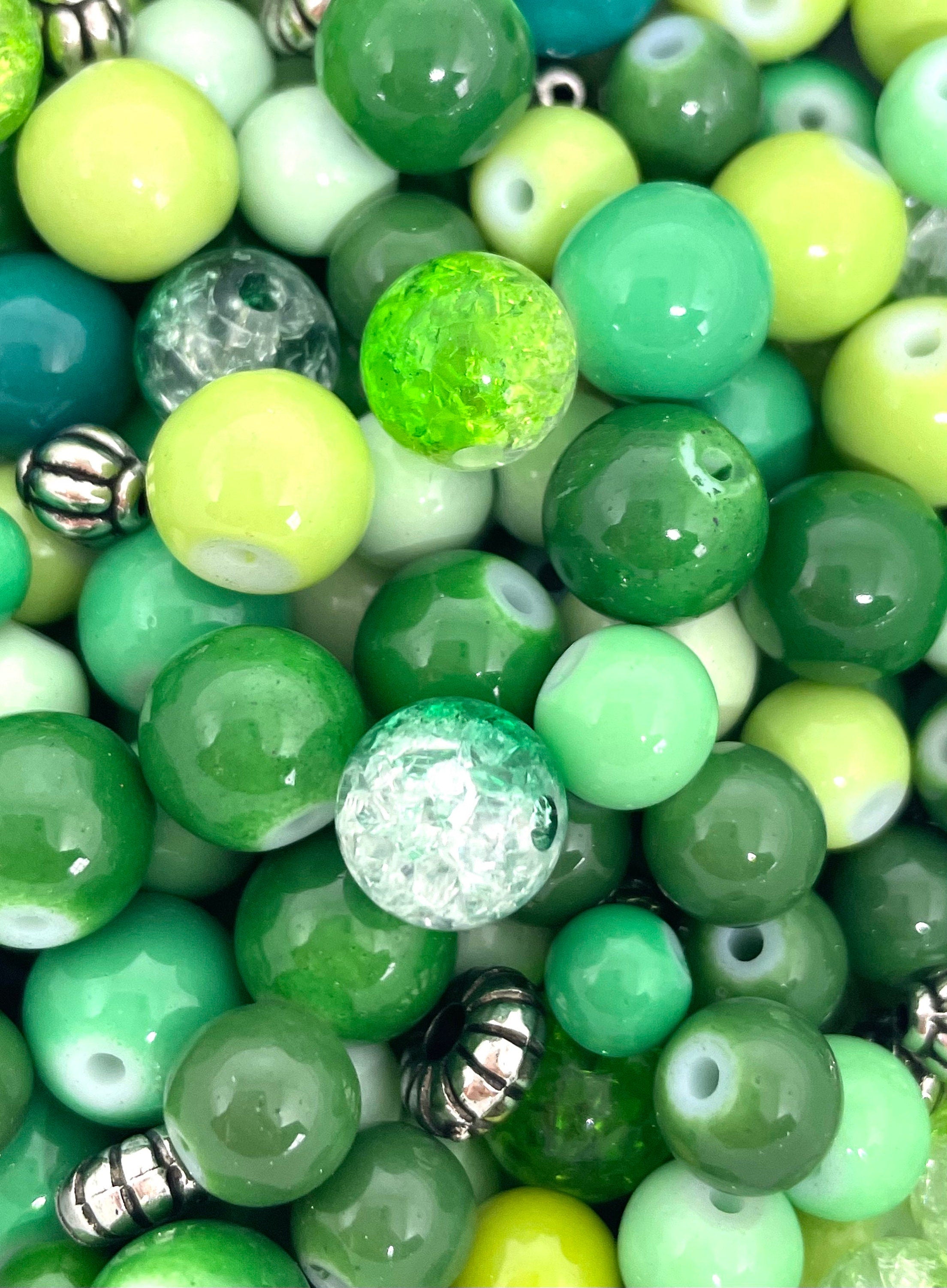 Gorgeous Green Bead Mix, Green Themed Beads for Jewelry Making, Bead Assortment, Glass and Plastic Bead Set