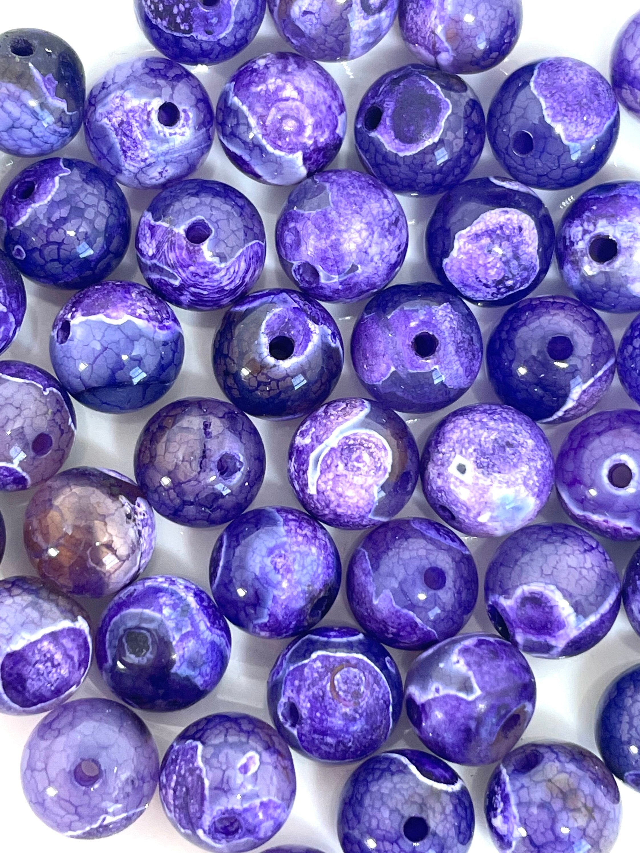 8mm Purple Cracked Fire Agate Onyx Beads