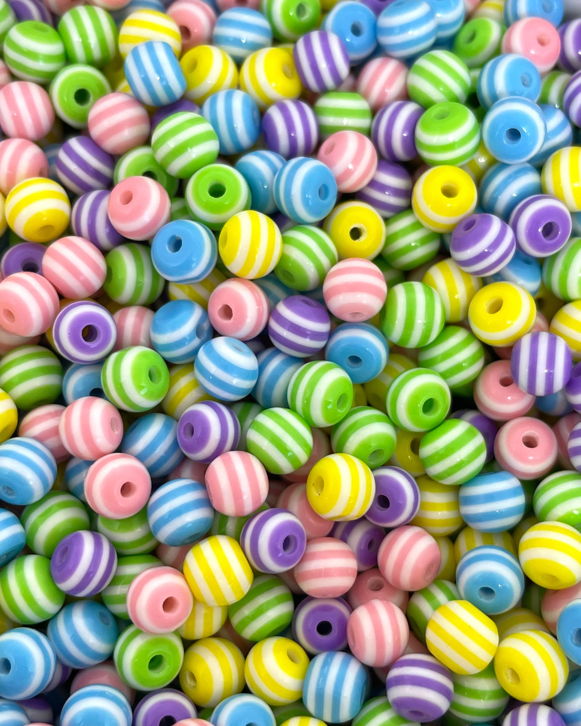 6mm Striped Pastel Bead Mix