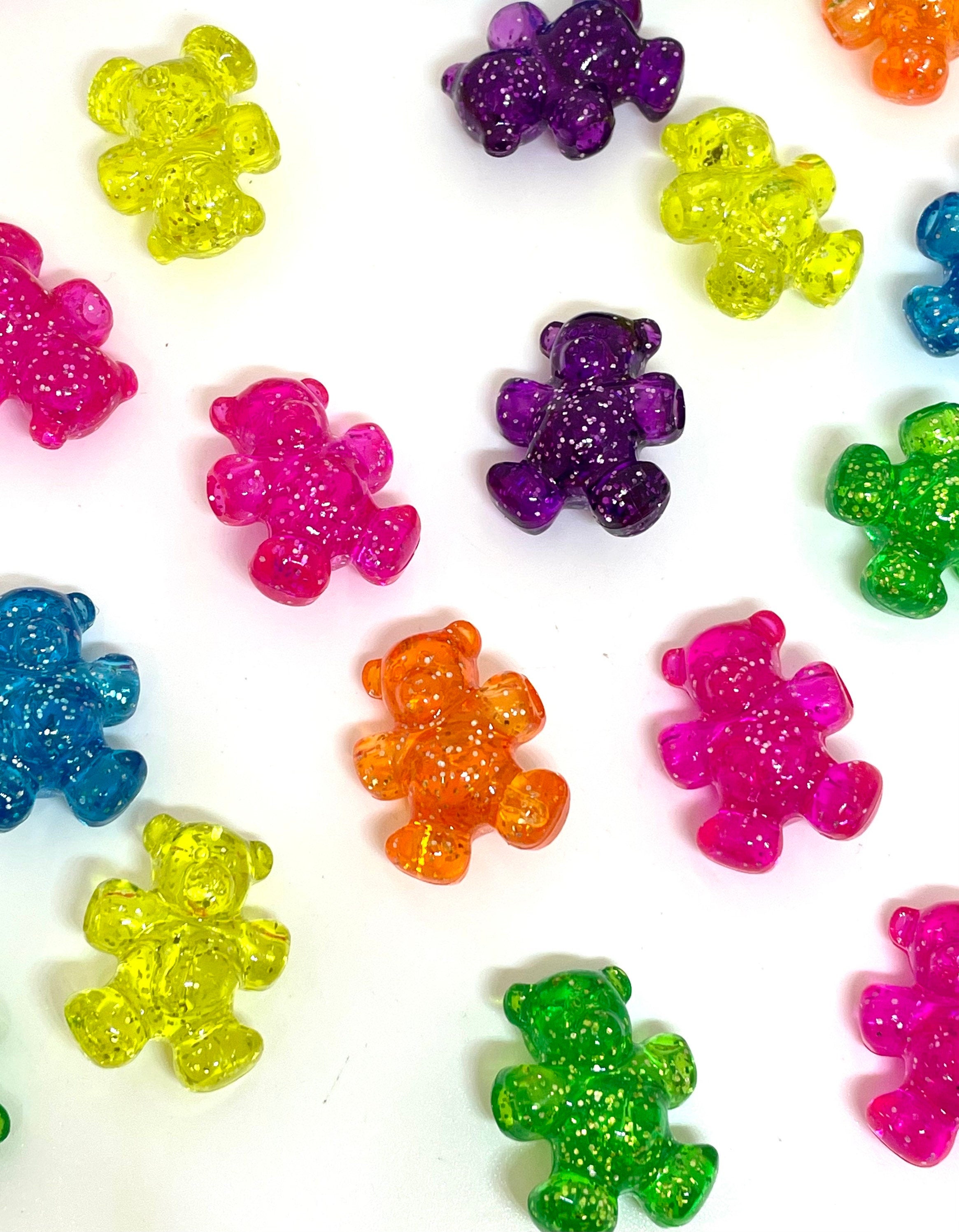 Glitter Teddy Bear Beads, Sparkle Teddy Bear Charm for Jewelry Making, Animal Beads for Garland