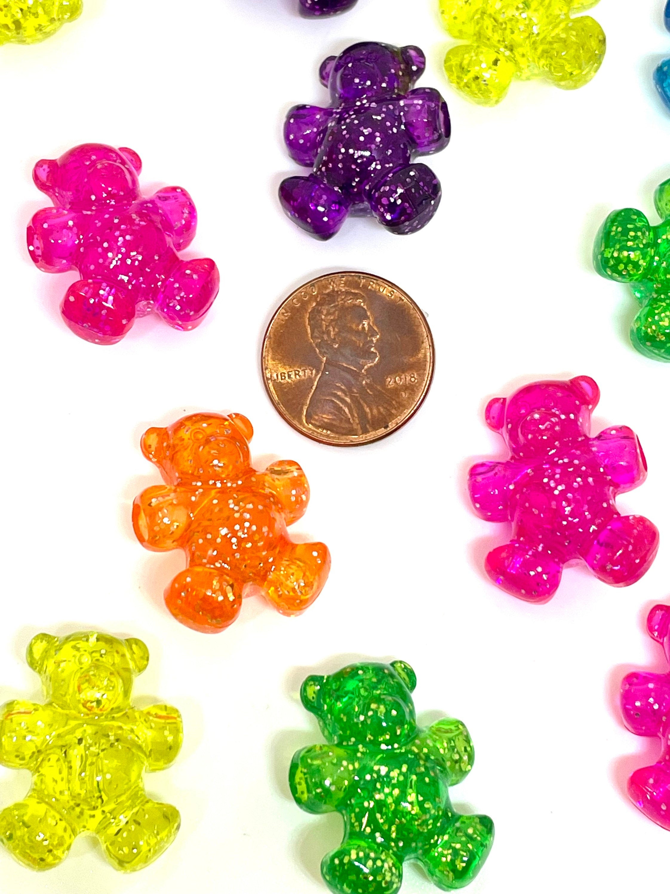 Glitter Teddy Bear Beads, Sparkle Teddy Bear Charm for Jewelry Making, Animal Beads for Garland