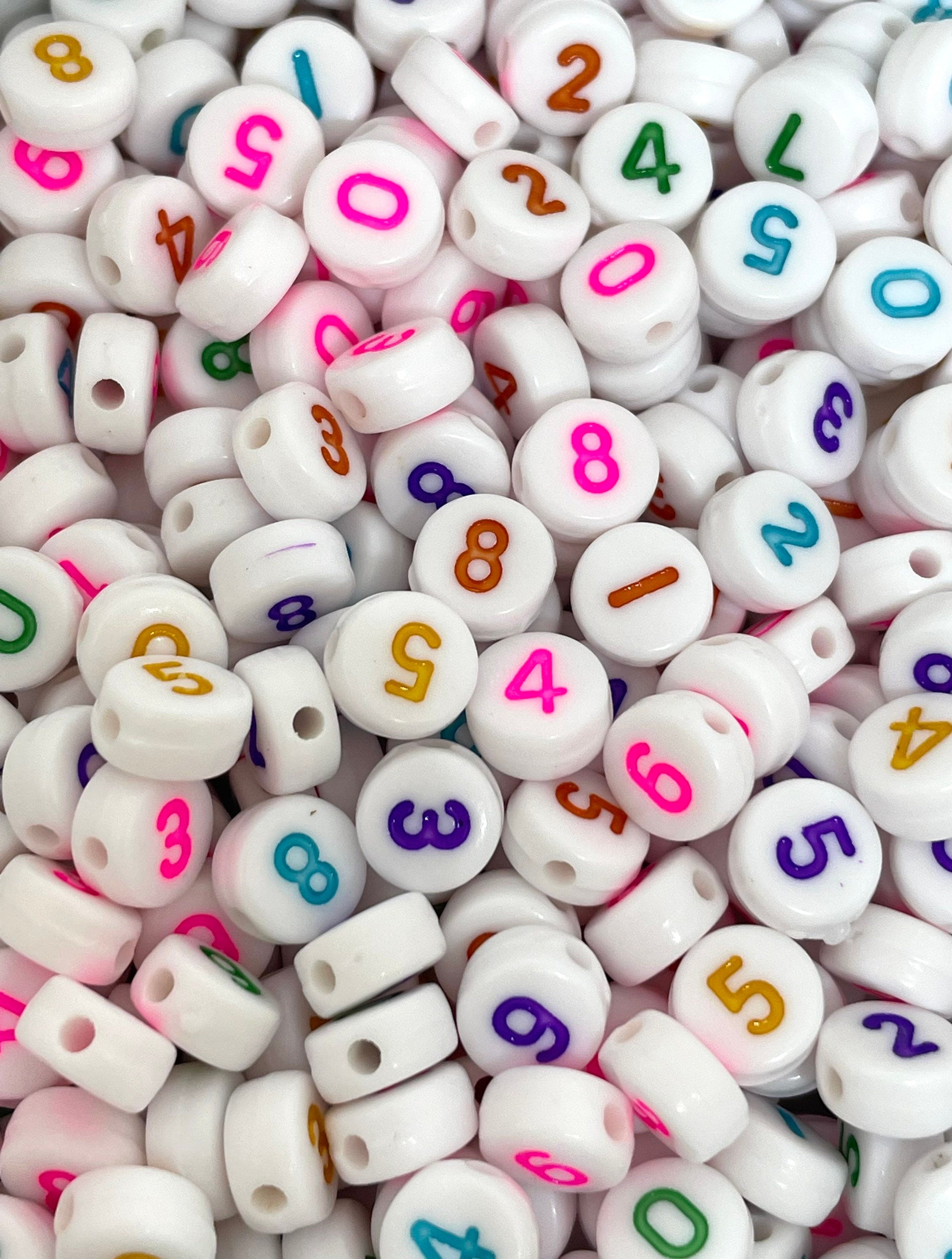 Colorful Number Beads for Jewelry Making, Number Charms, Number Pendants for Letter Jewelry, Alphabet Beads, Word Beads