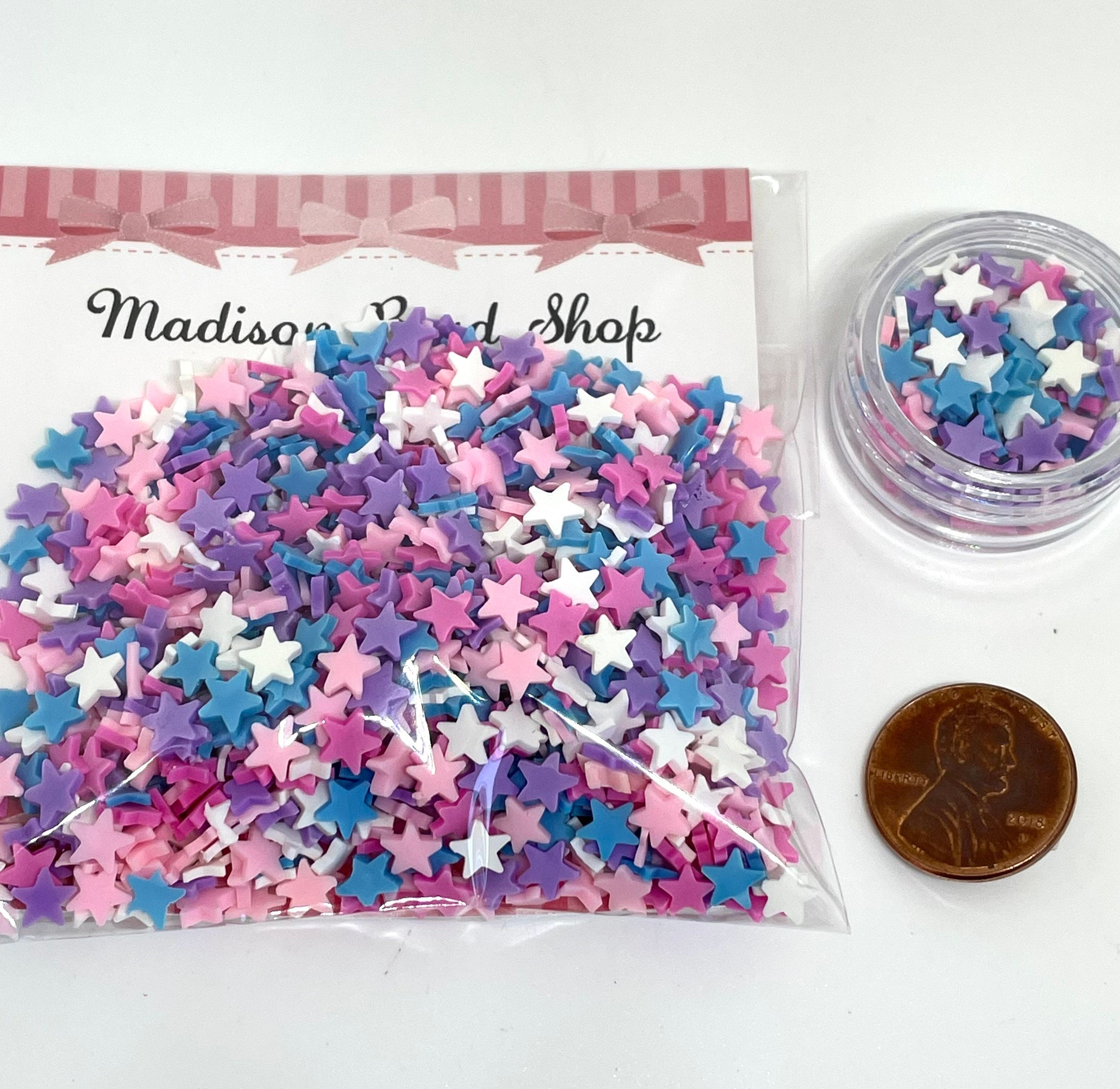 Polymer Clay Fake Sprinkles Star Mix, Kawaii Slime Toppings, Fake Cupcake Decorations, Slime Add Ins, Decoden, Nail Art