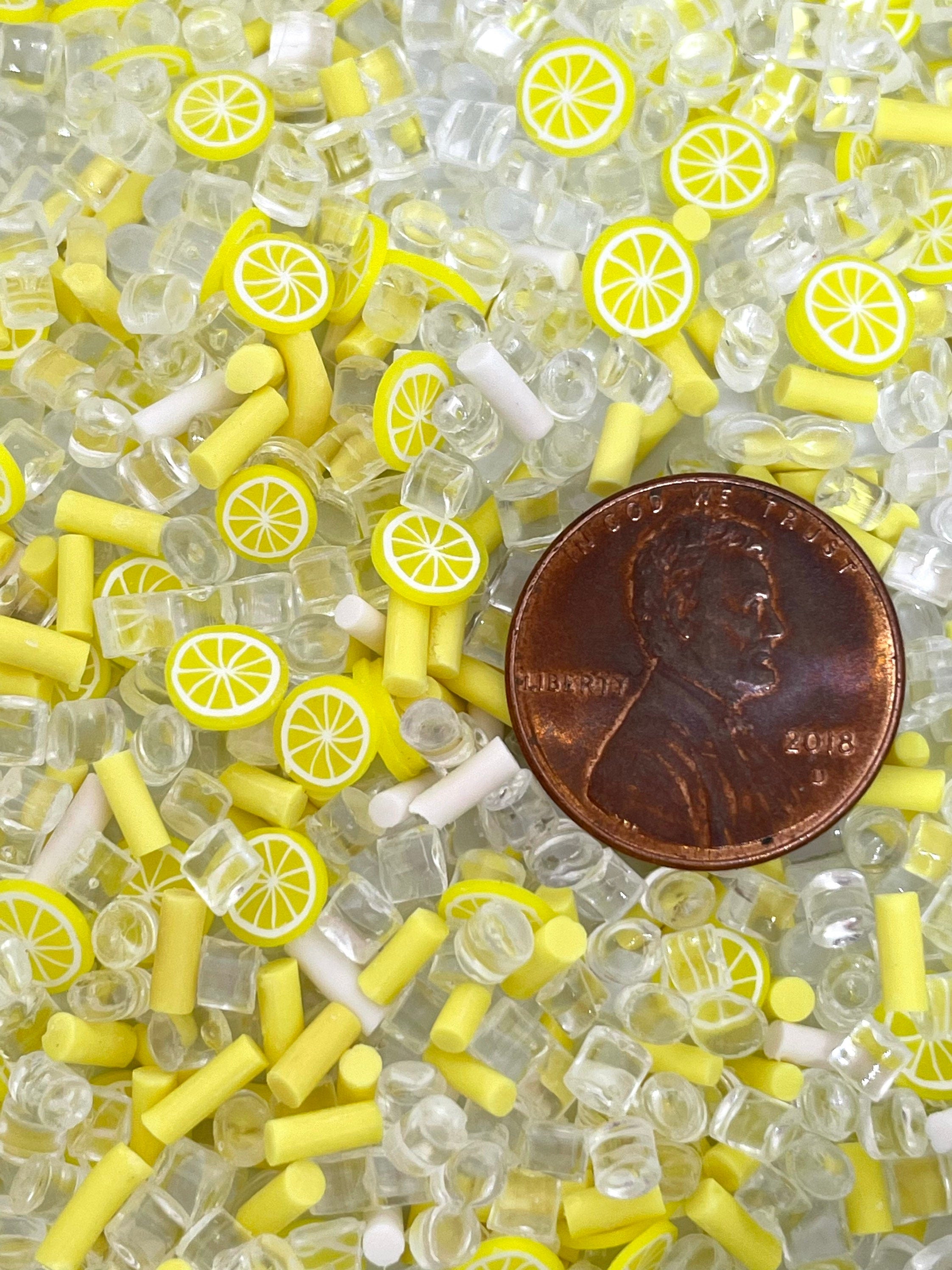 Lemonade Fake Sprinkle Mix, Slime Toppings, Faux Sprinkles, Decoden, Nail Art, Clay Confetti