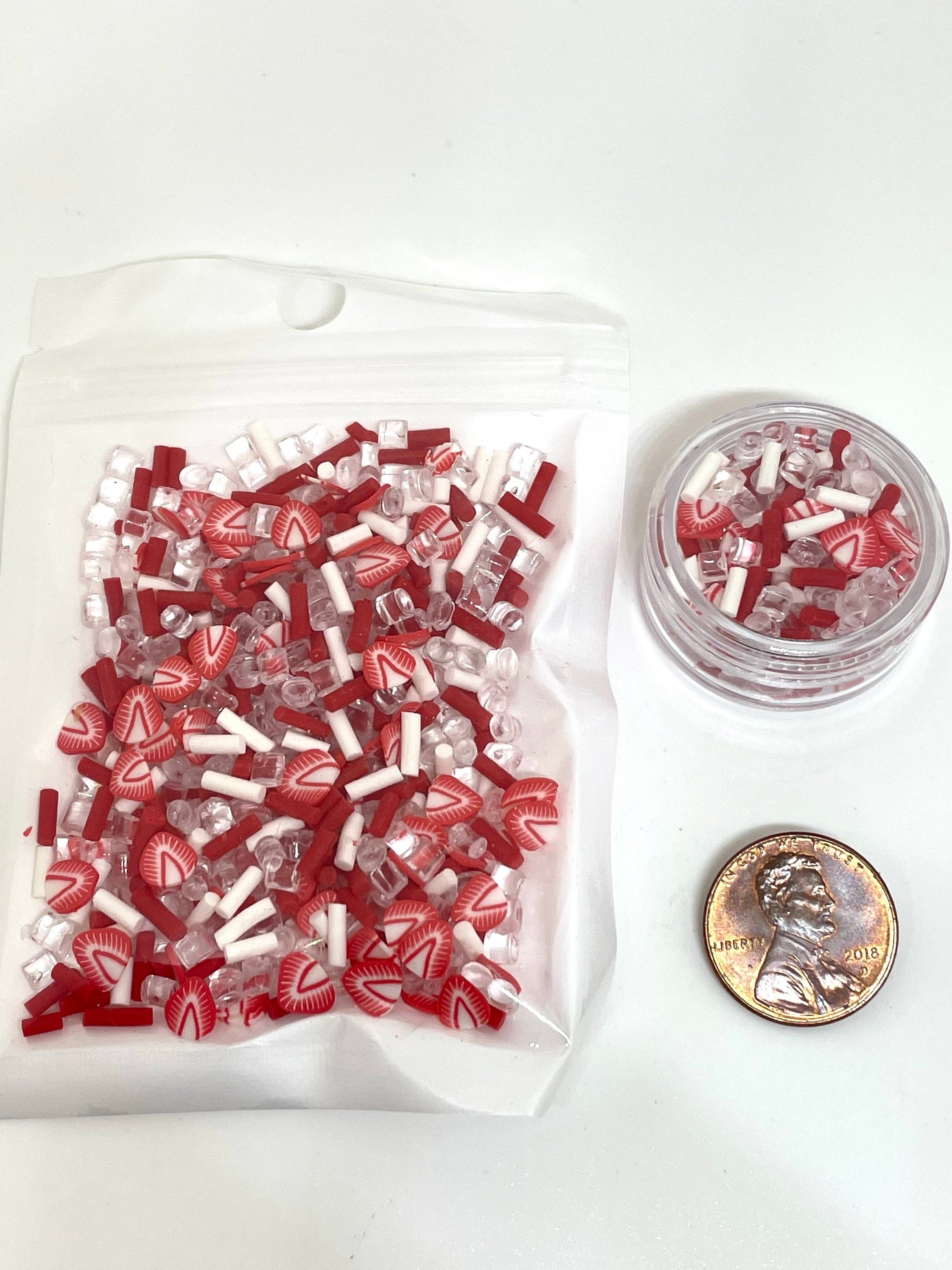 Strawberry Shortcake Fake Sprinkle Mix, Kawaii Faux Sprinkles for Nail Art, Slime, Decoden, Slime Toppings, Summer Confetti