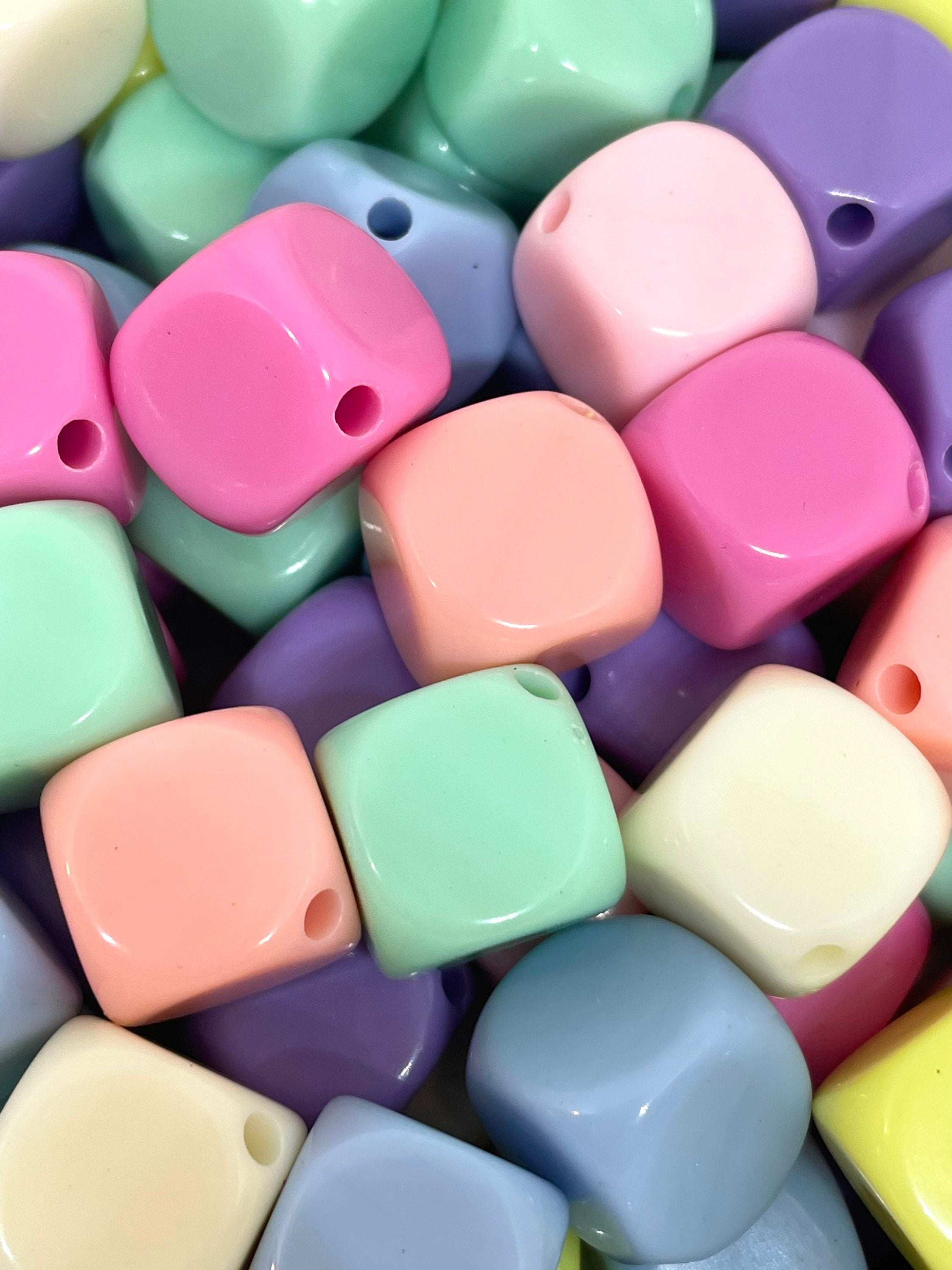 Chunky Pastel Cube Beads, Chunky Beads for Jewelry Making, Large Beads, 15mm Beads for Chunky Necklace