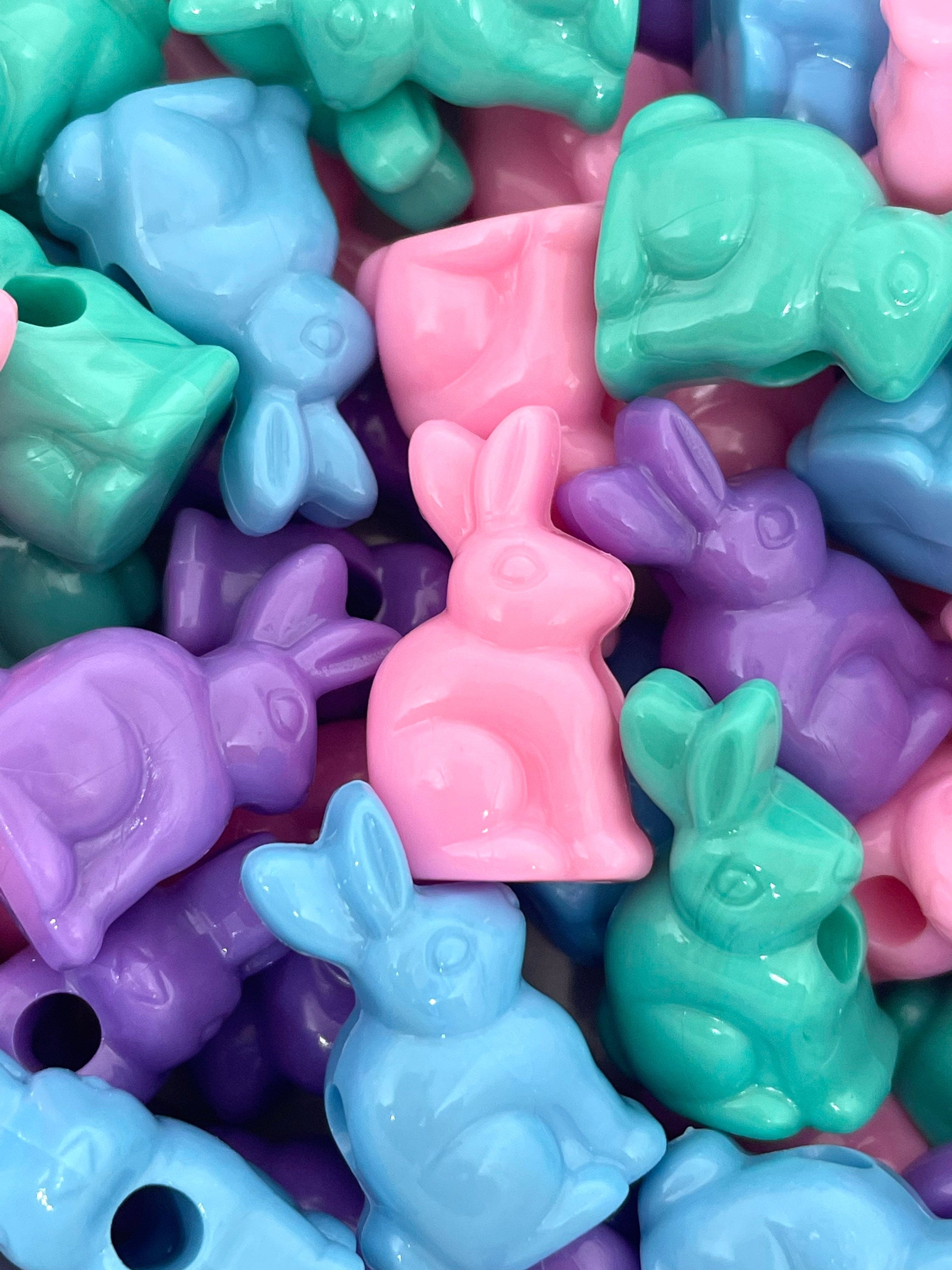 Pastel Rabbit Beads for Jewelry Making, Easter Bunny Beads for Necklace, Easter Beads, Candy Beads, Pastel Beads, Animal Charm