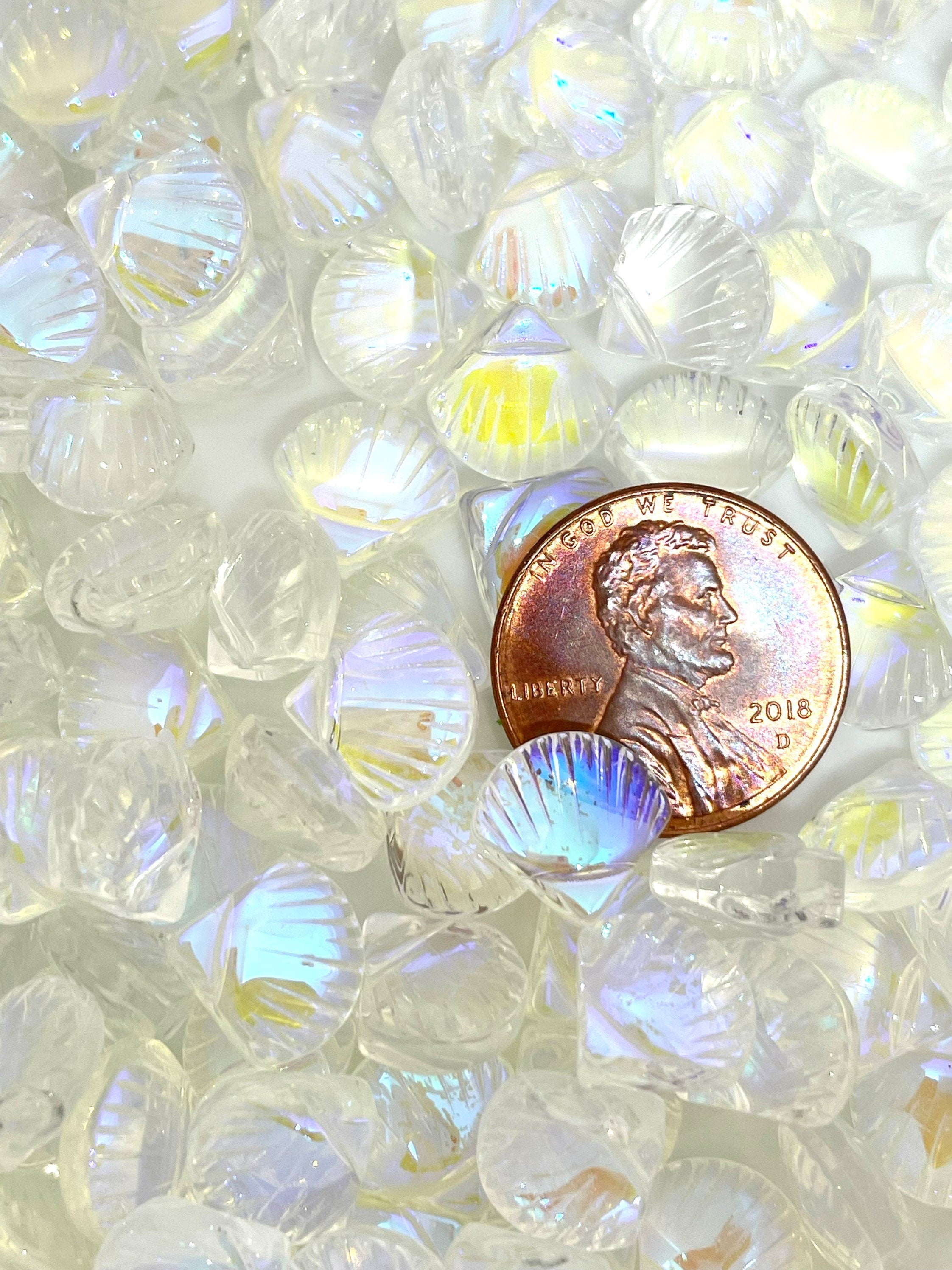 Iridescent Glass Mermaid Shell Beads: Captivating Ocean-Themed Craft Supply