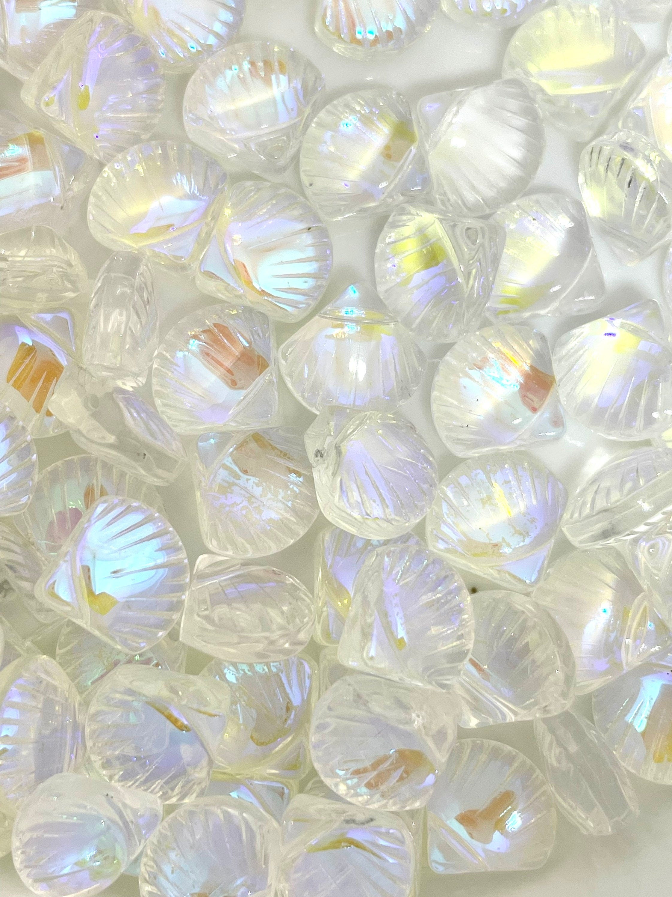 Iridescent Glass Mermaid Shell Beads: Captivating Ocean-Themed Craft Supply