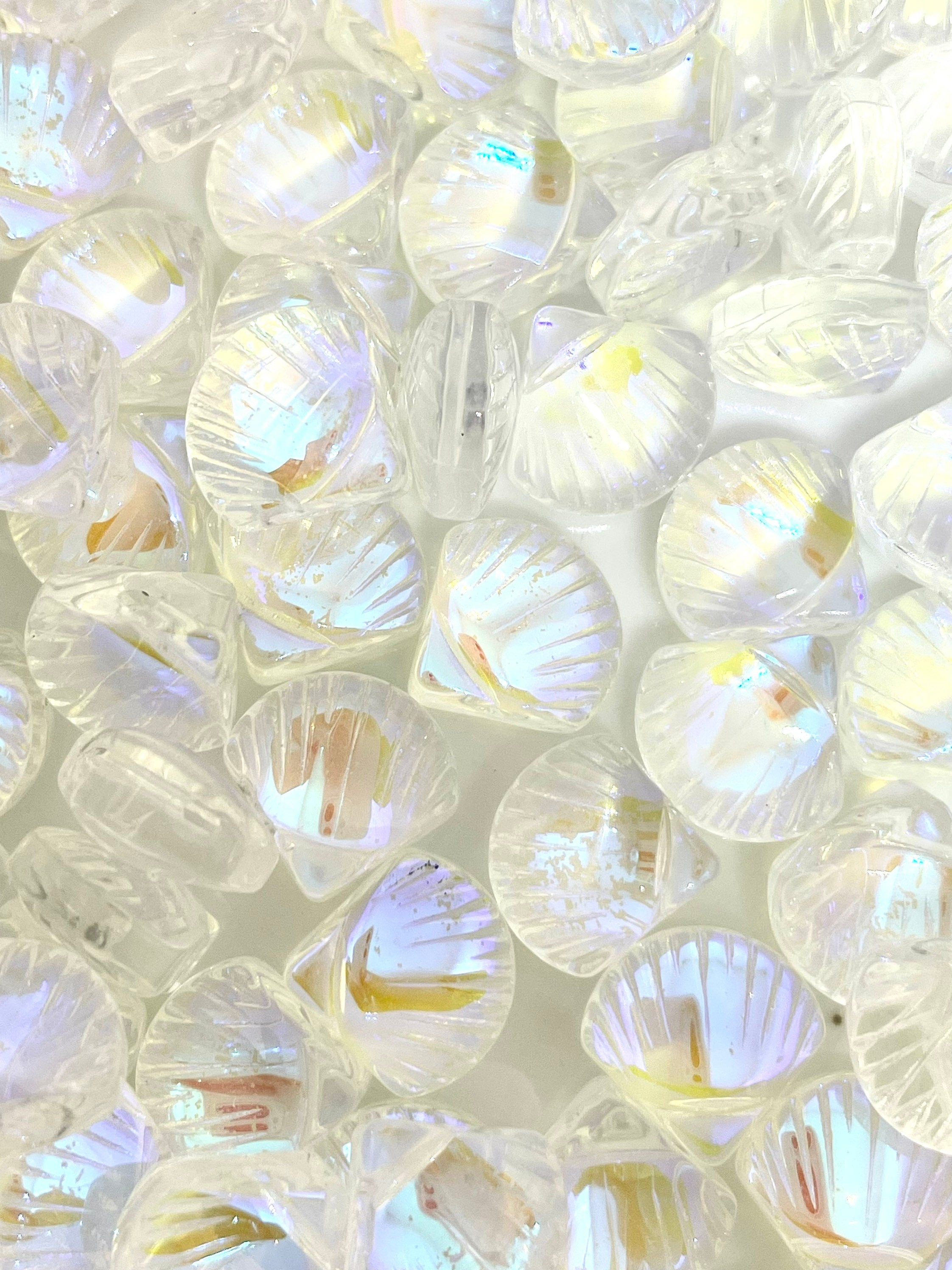 Iridescent Glass Mermaid Shell Beads: Captivating Ocean-Themed Craft Supply