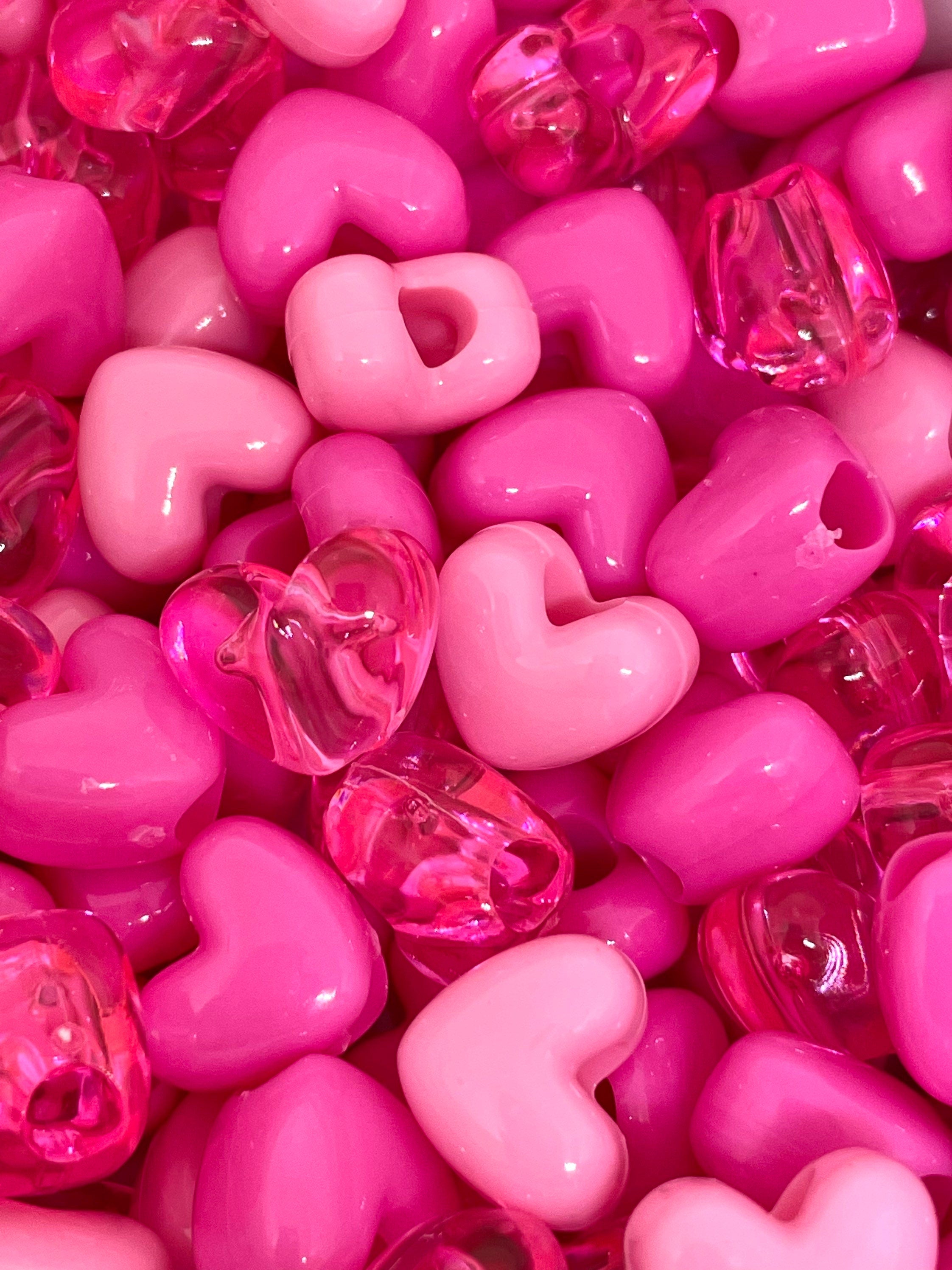 100pcs Love Heart Plastic Beads 8x8x5mm Hearts Shapes Spacer Bead