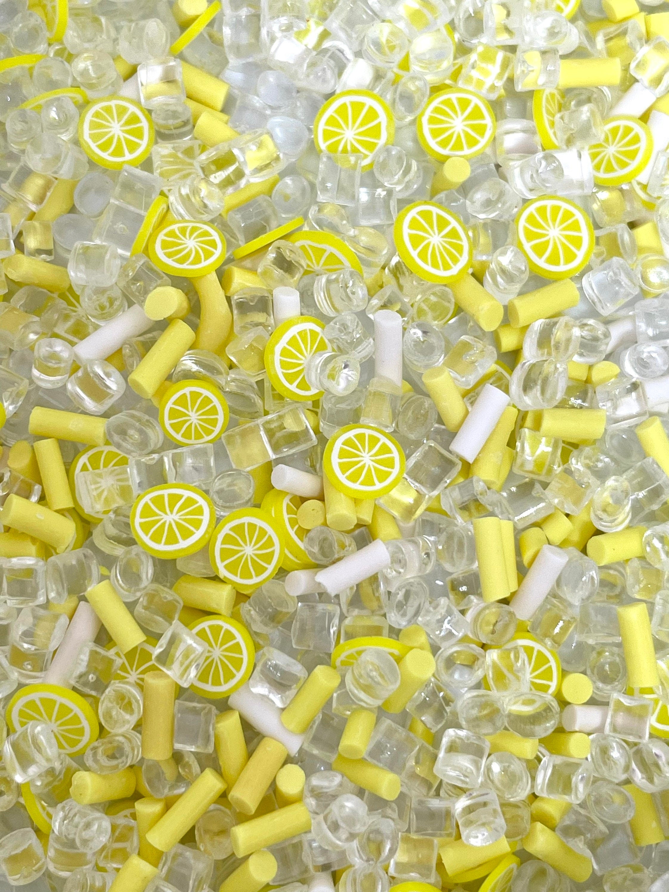 Lemonade Fake Sprinkle Mix, Slime Toppings, Faux Sprinkles, Decoden, Nail Art, Clay Confetti