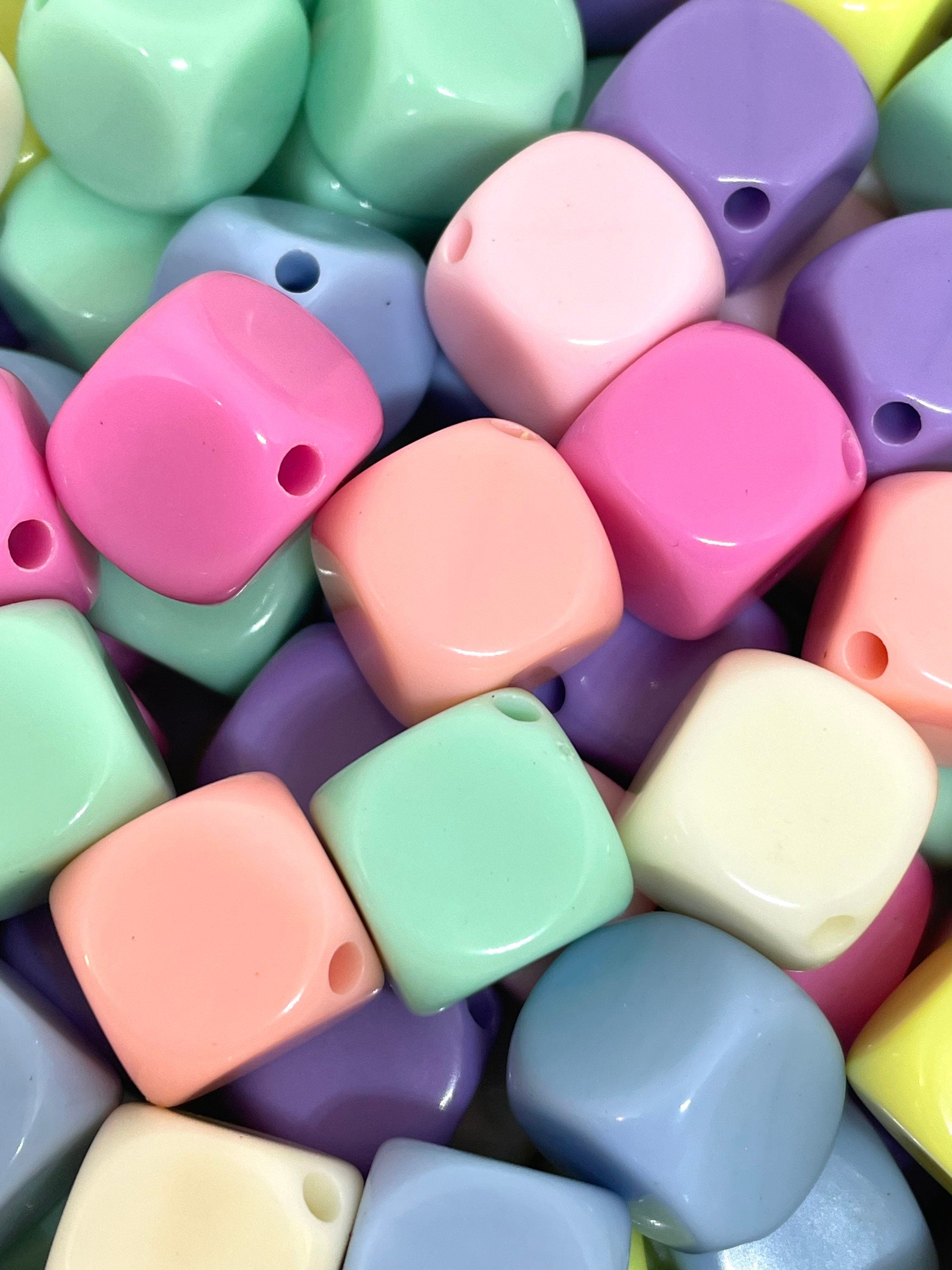 Chunky Pastel Cube Beads, Chunky Beads for Jewelry Making, Large Beads, 15mm Beads for Chunky Necklace