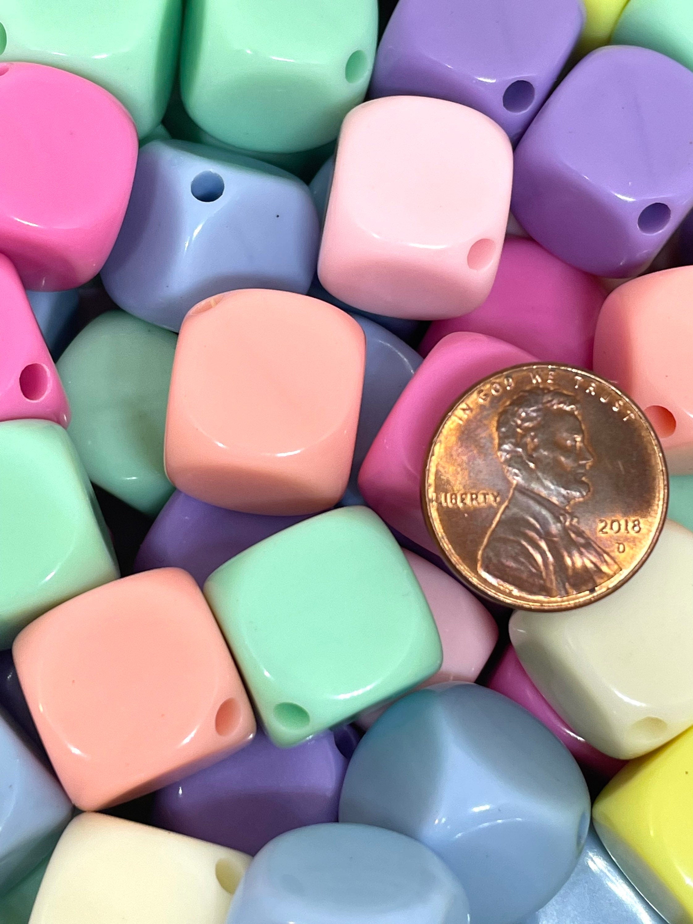 Chunky Pastel Cube Beads, Chunky Beads for Jewelry Making, Large Beads, 15mm Beads for Chunky Necklace