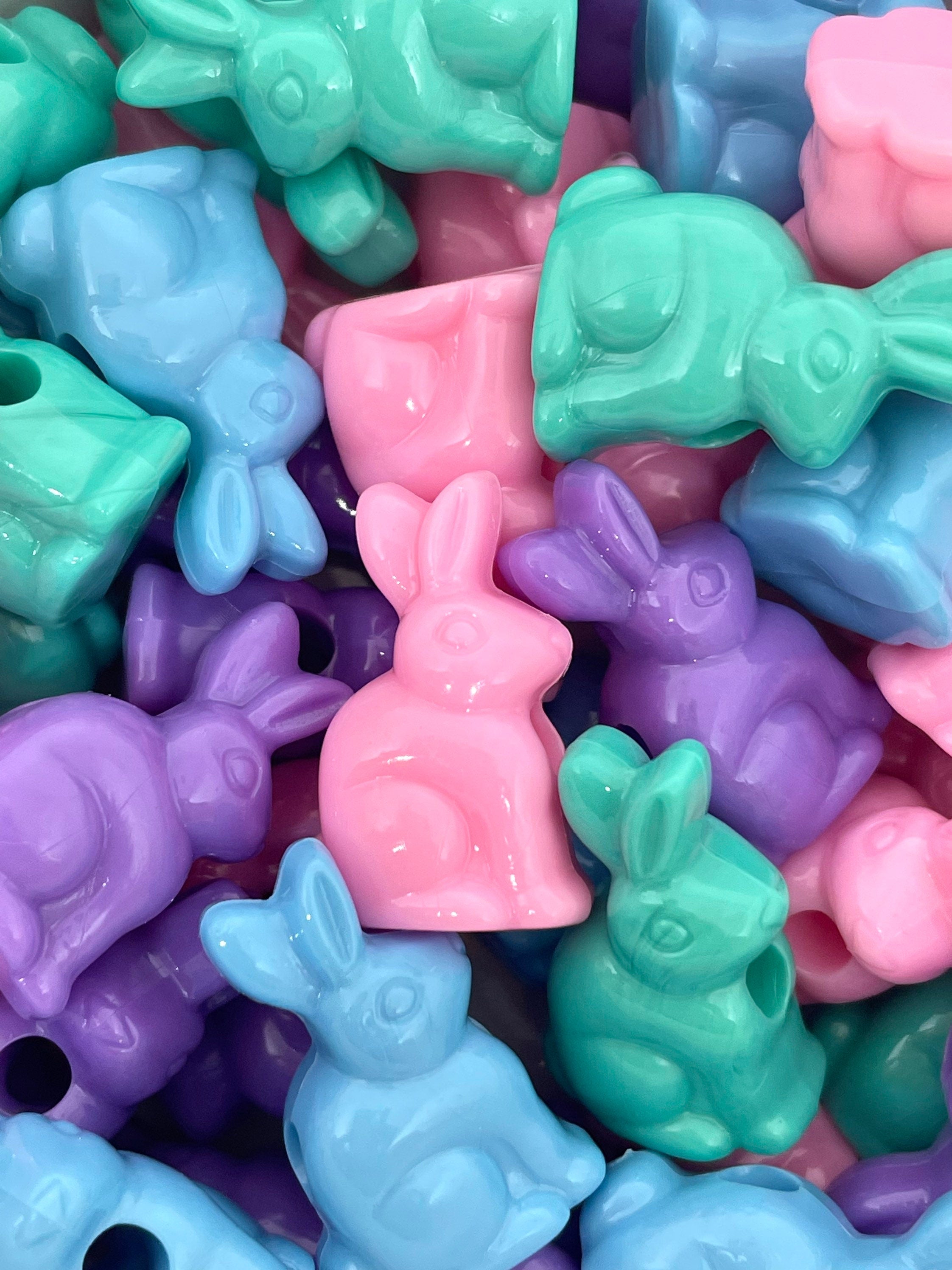 Pastel Rabbit Beads for Jewelry Making, Easter Bunny Beads for Necklace, Easter Beads, Candy Beads, Pastel Beads, Animal Charm