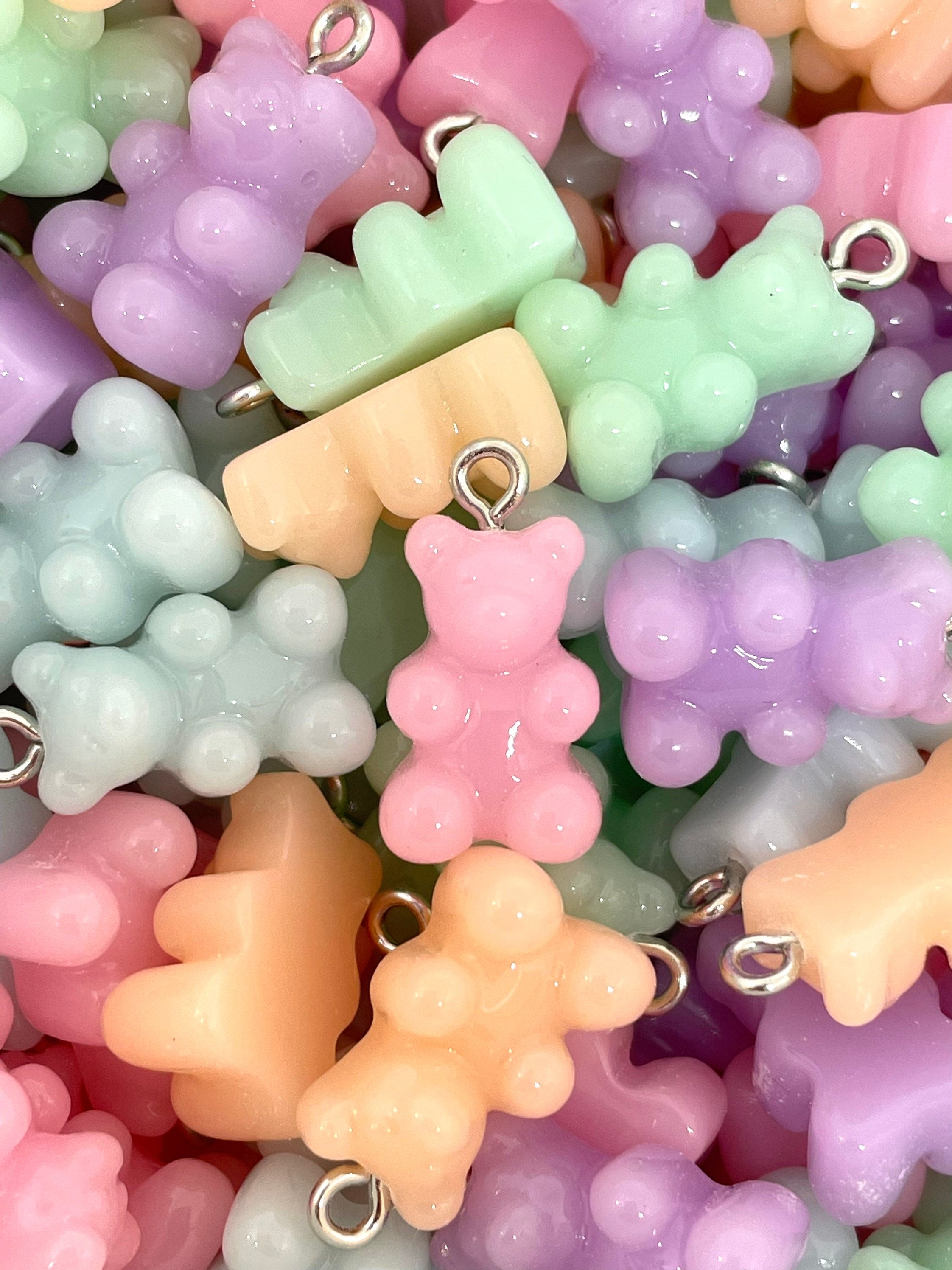 Kawaii Two Toned Resin Gummy Bear Charm, Pendant, for Necklace