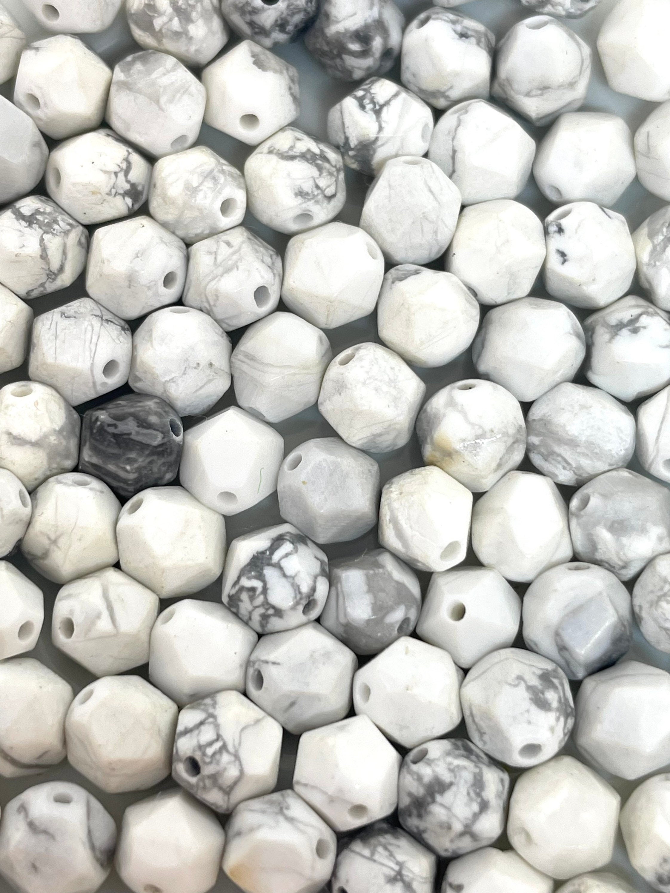 6mm Faceted White Howlite Beads