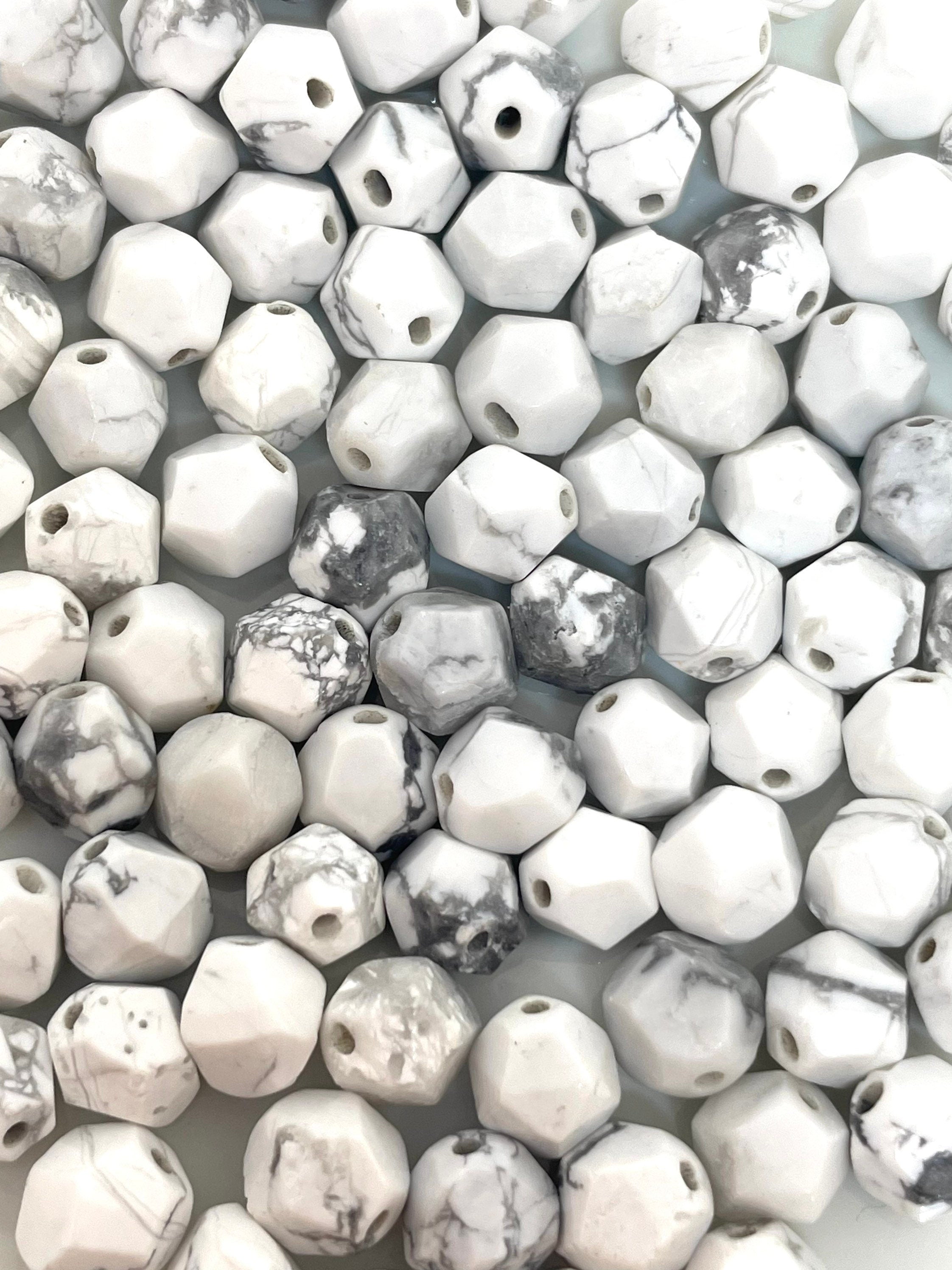 8mm Faceted White Howlite Beads for Jewelry Making, White Howlite Jewelry, Stone Beads for Jewelry Making