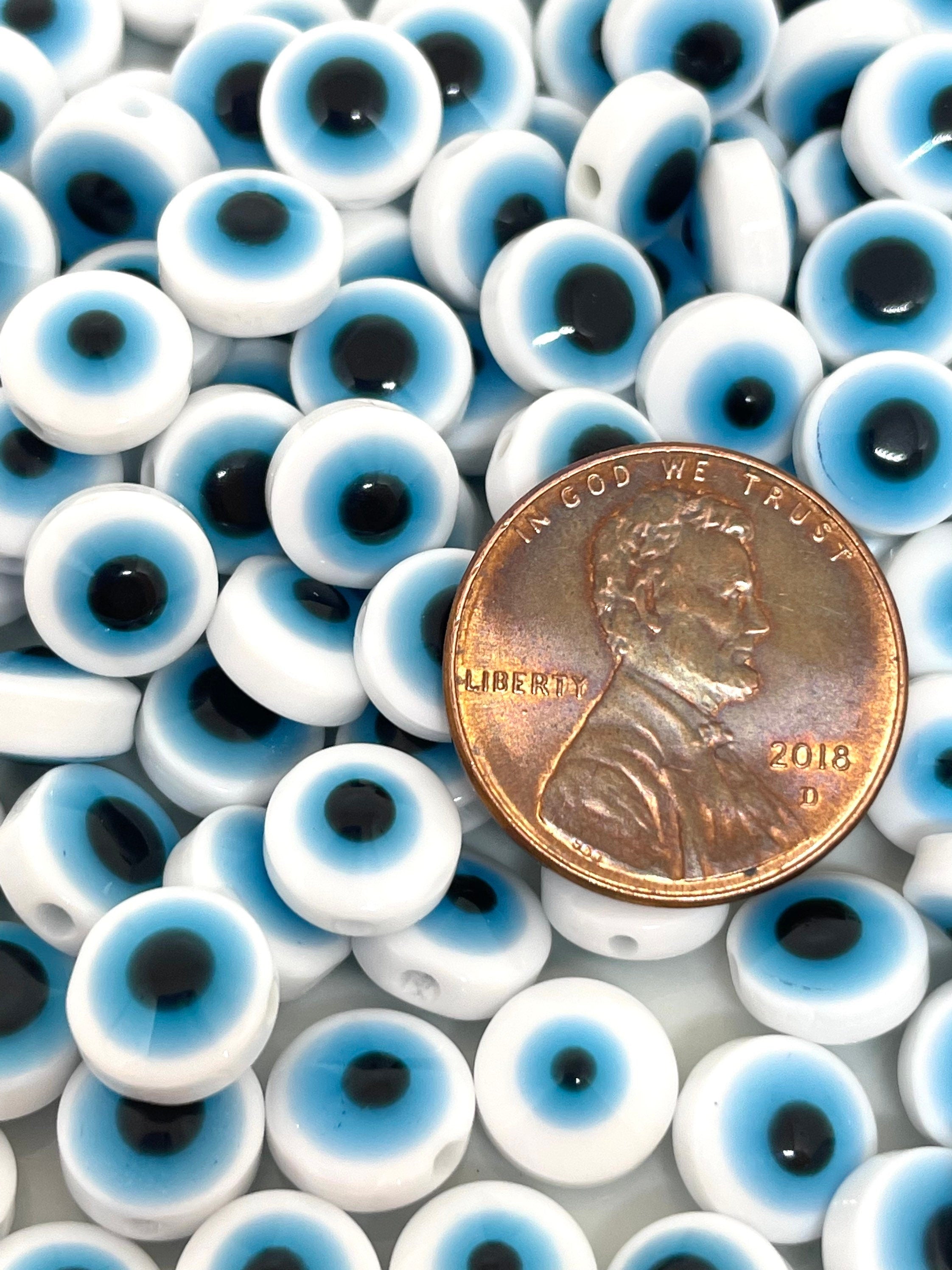 Cute Blue Eyeball Beads, Evil Eye Beads, Blue Eyes, Evil Eye Charm, Evil Eye Pendant for Necklace, for Jewelry Making, Halloween Beads