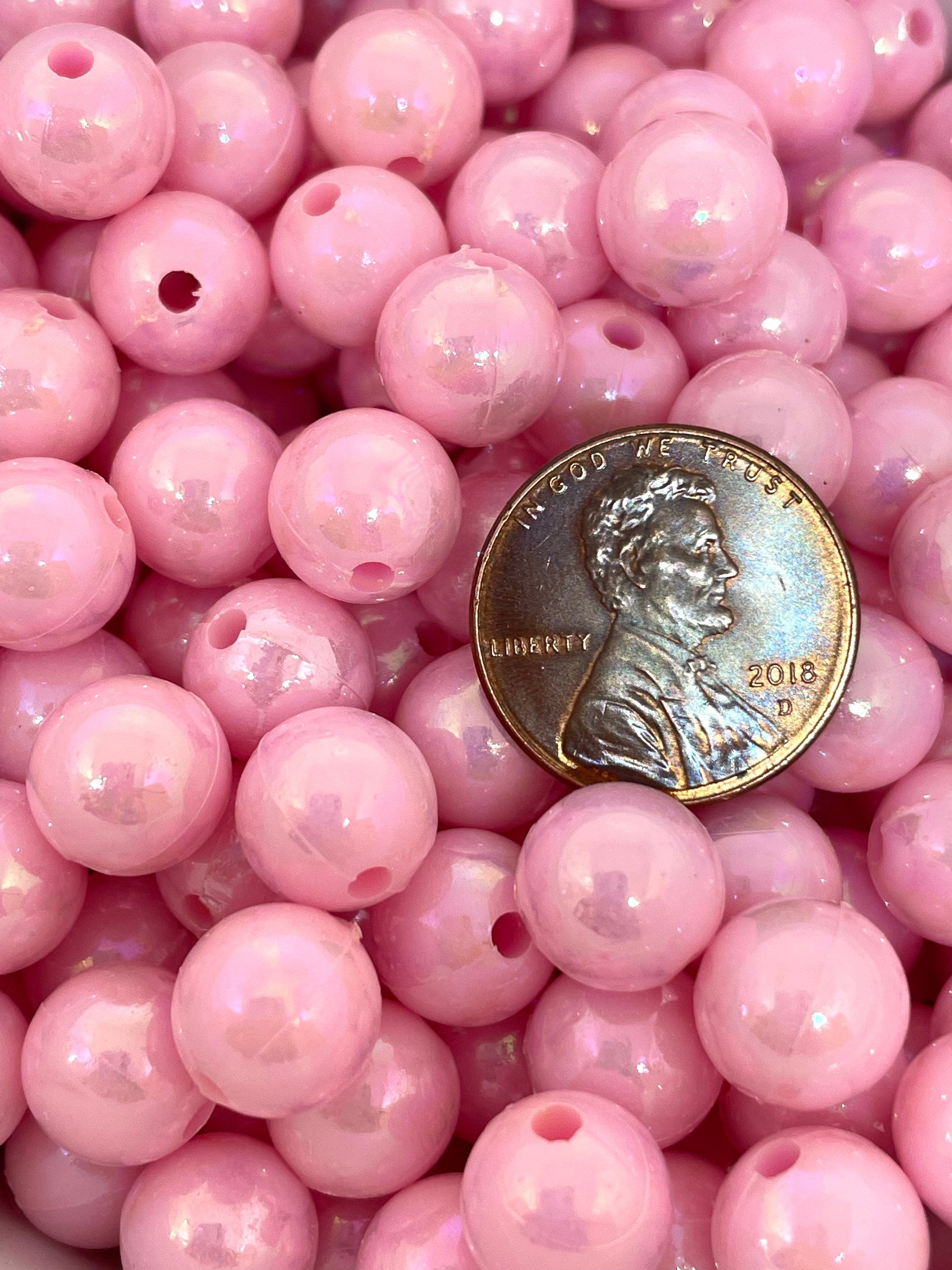 10mm Shiny Pink Pastel Beads