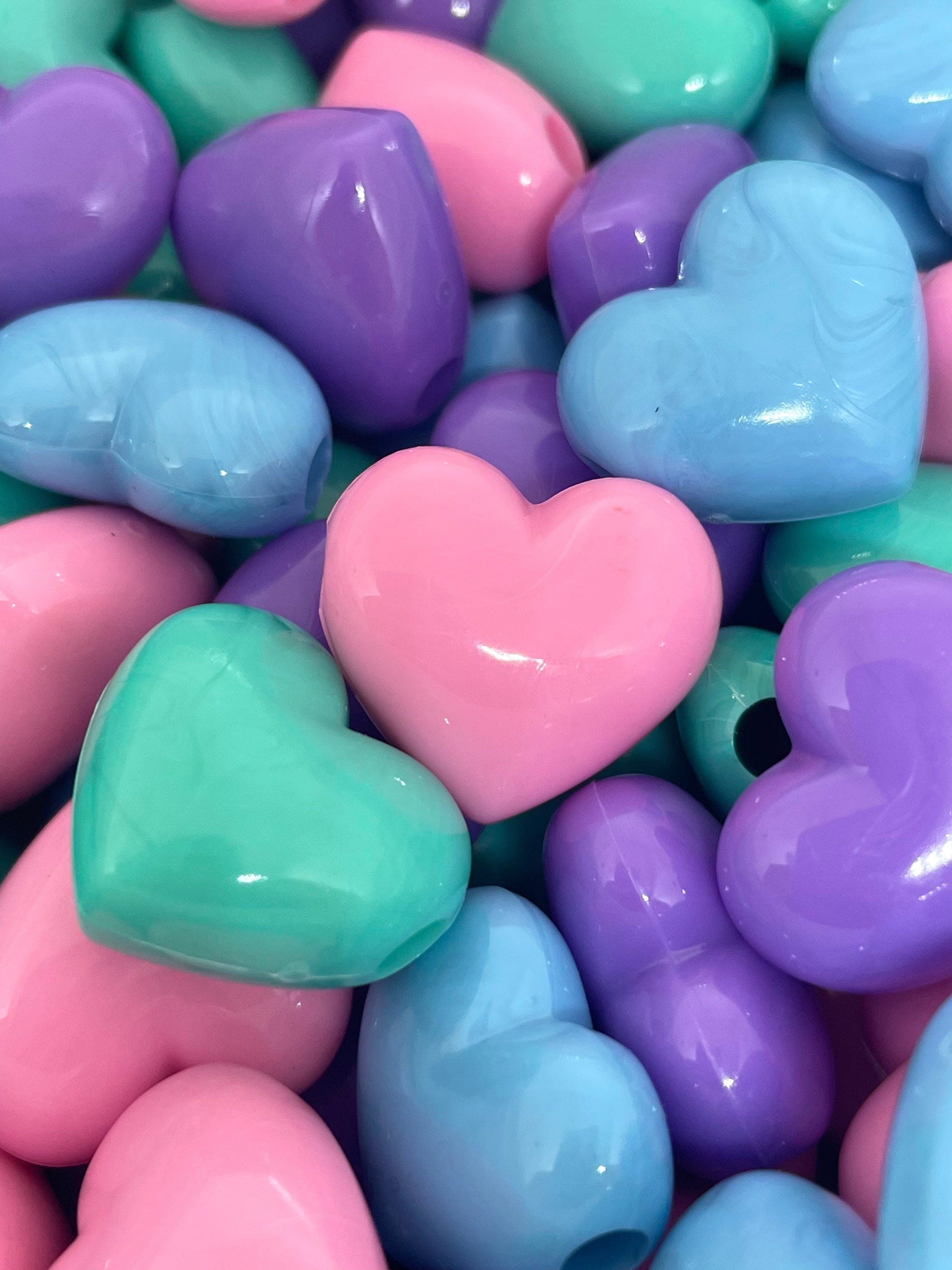 17mm Chunky Pastel Heart Beads