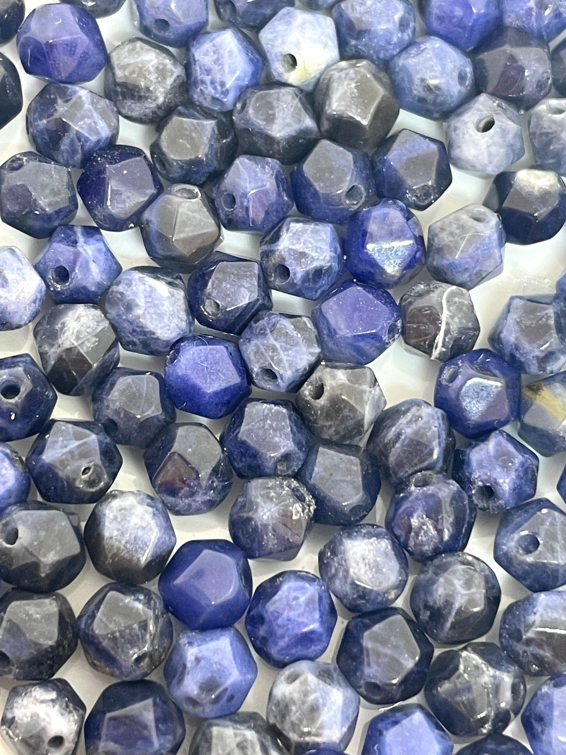 6mm Faceted Blue Jasper Stone Beads