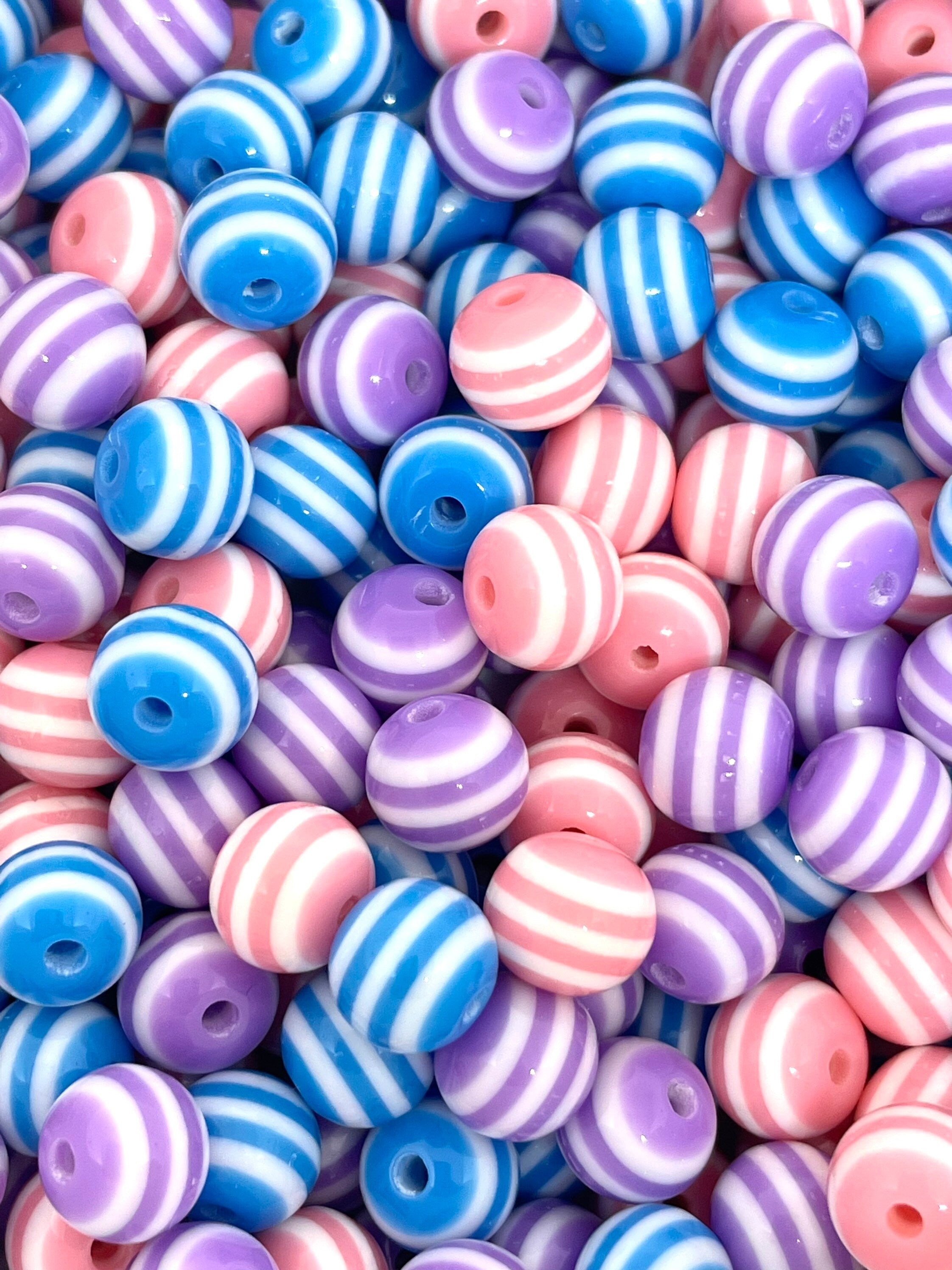 8mm Unicorn Bead Variety for Jewelry Making, Striped Beads for Necklace, Candy Striped Beads for Bracelet, Unicorn Party