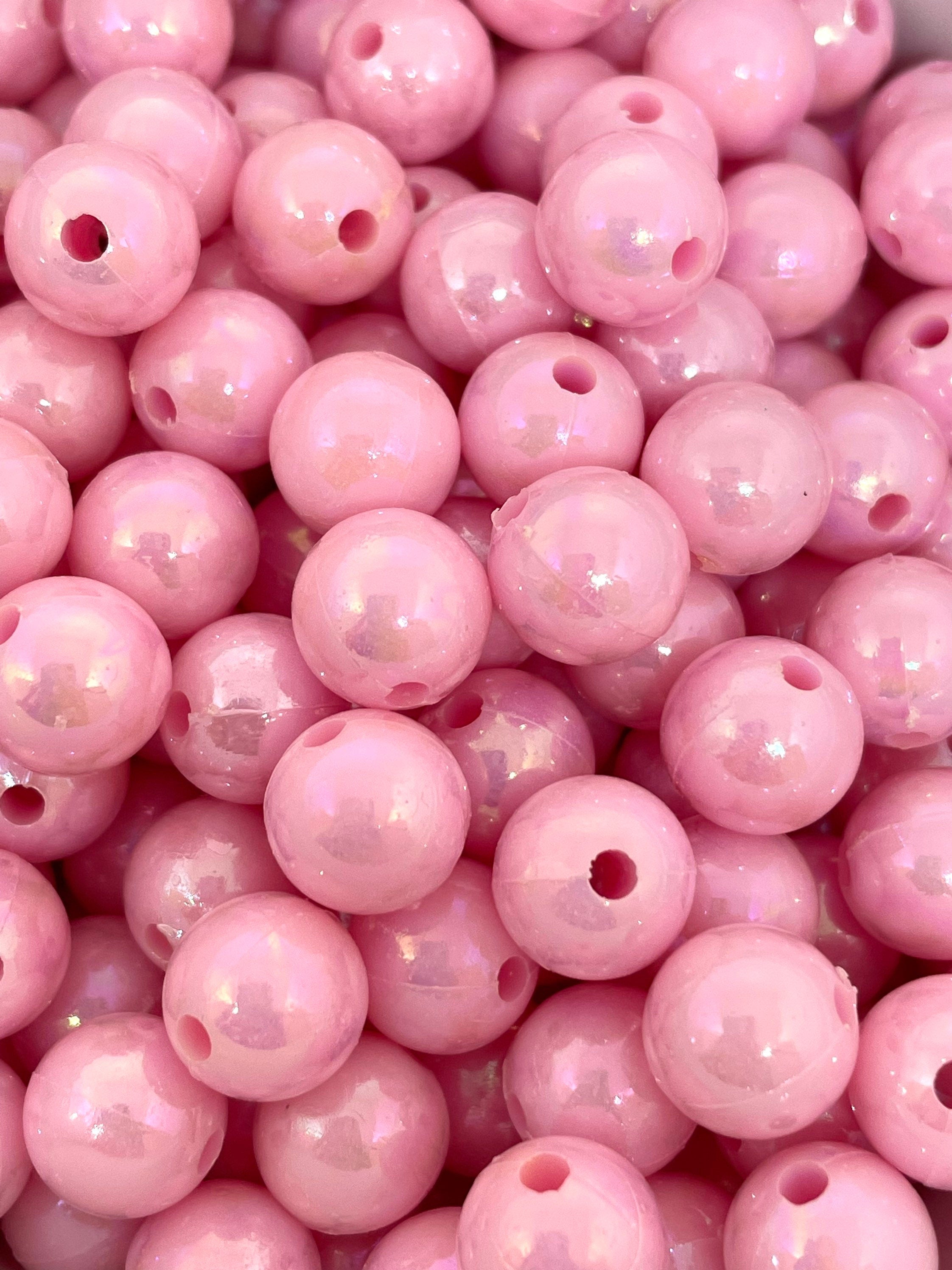 10mm Shiny Pink Pastel Beads