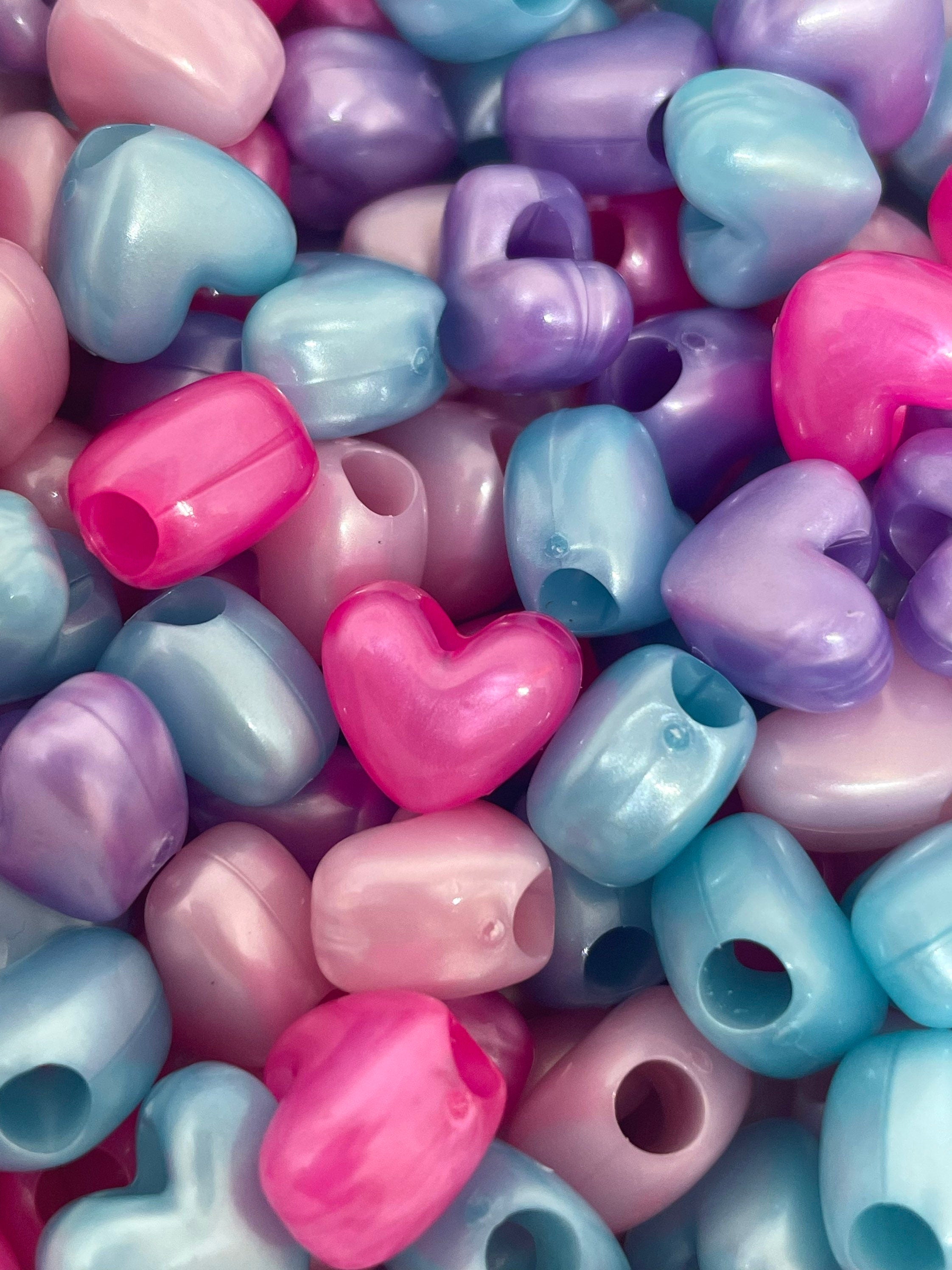 Candy Heart Beads, Pony Beads, Kandi Beads, Barrel Beads, Spacer