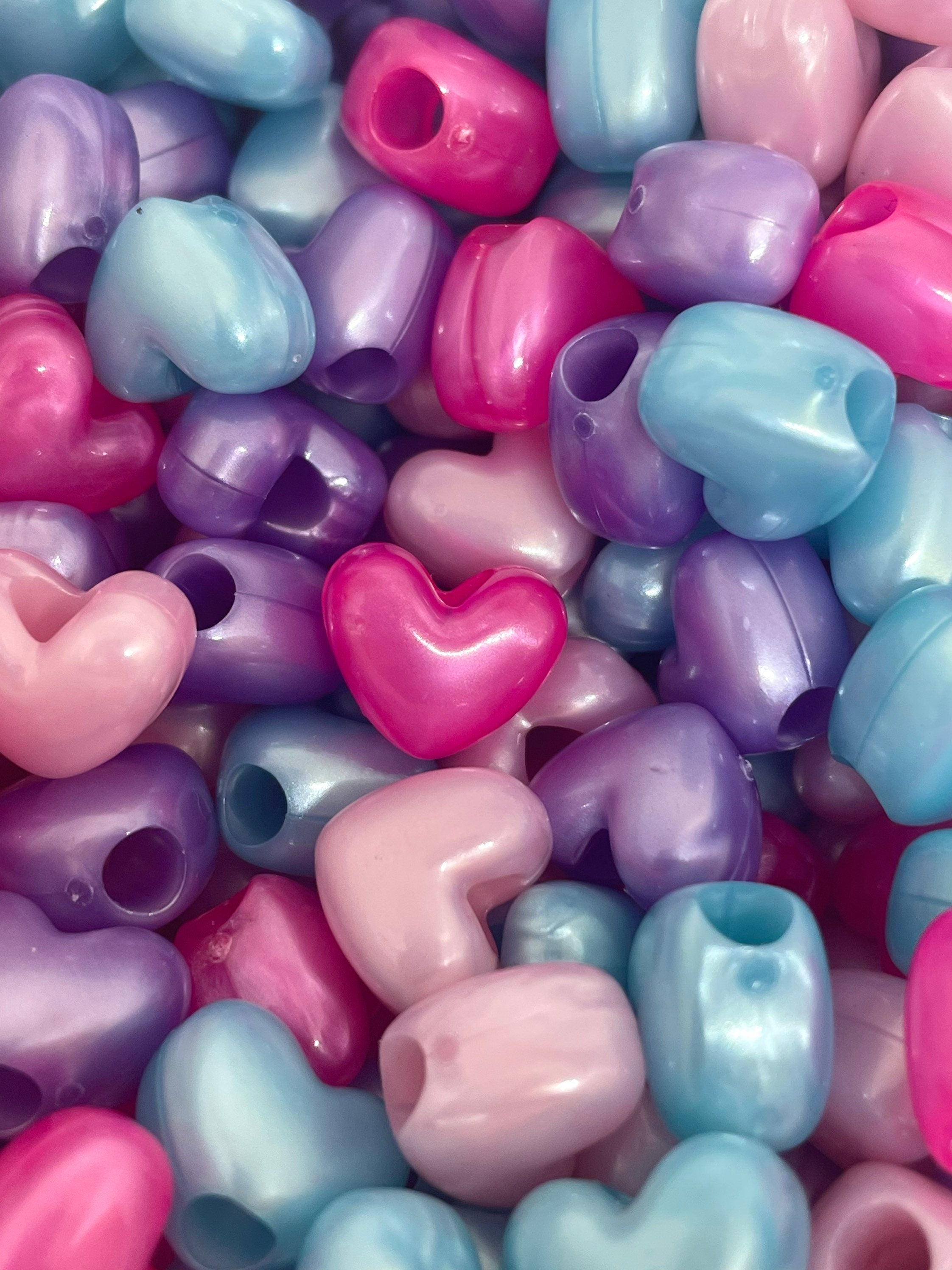 Candy Heart Beads, Pony Beads, Kandi Beads, Barrel Beads, Spacer