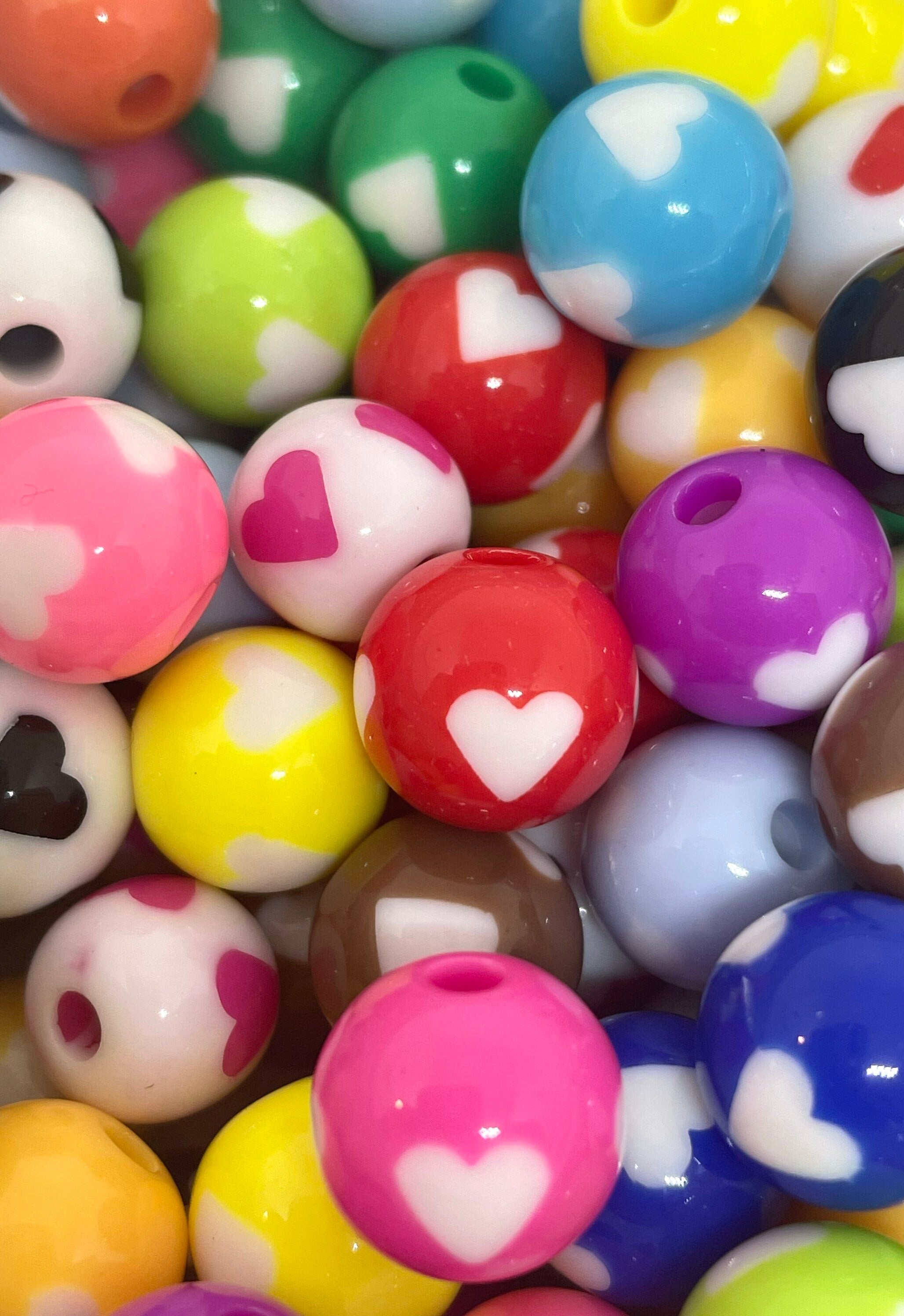 12mm Rainbow Heart Beads