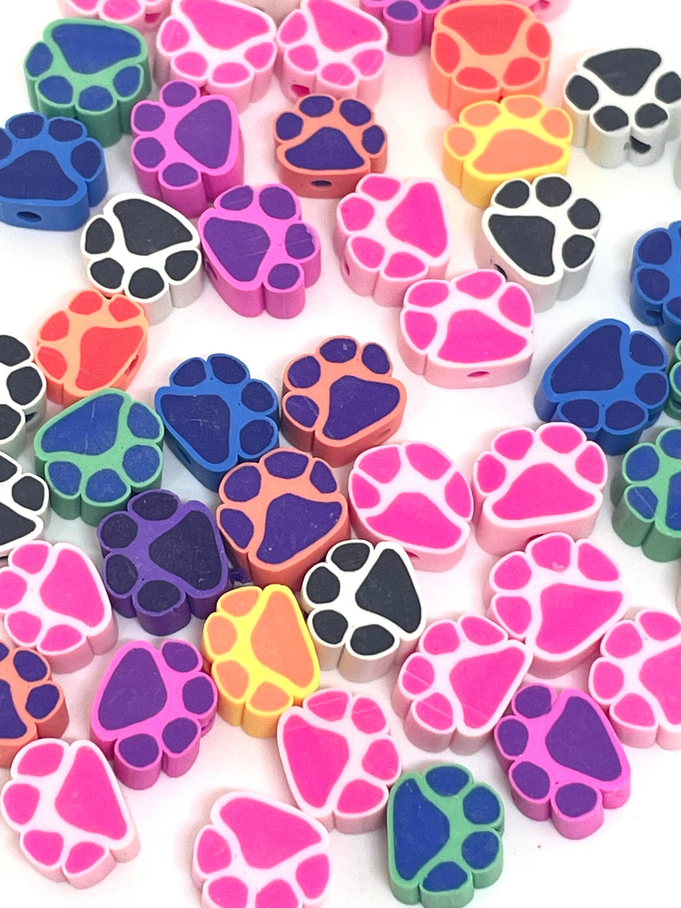 Polymer Clay Paw Bead, Paw Print Jewelry, Pet Bead, Pet Jewelry, Dog Beads, Jewelry, Cat Charm for Jewelry Making