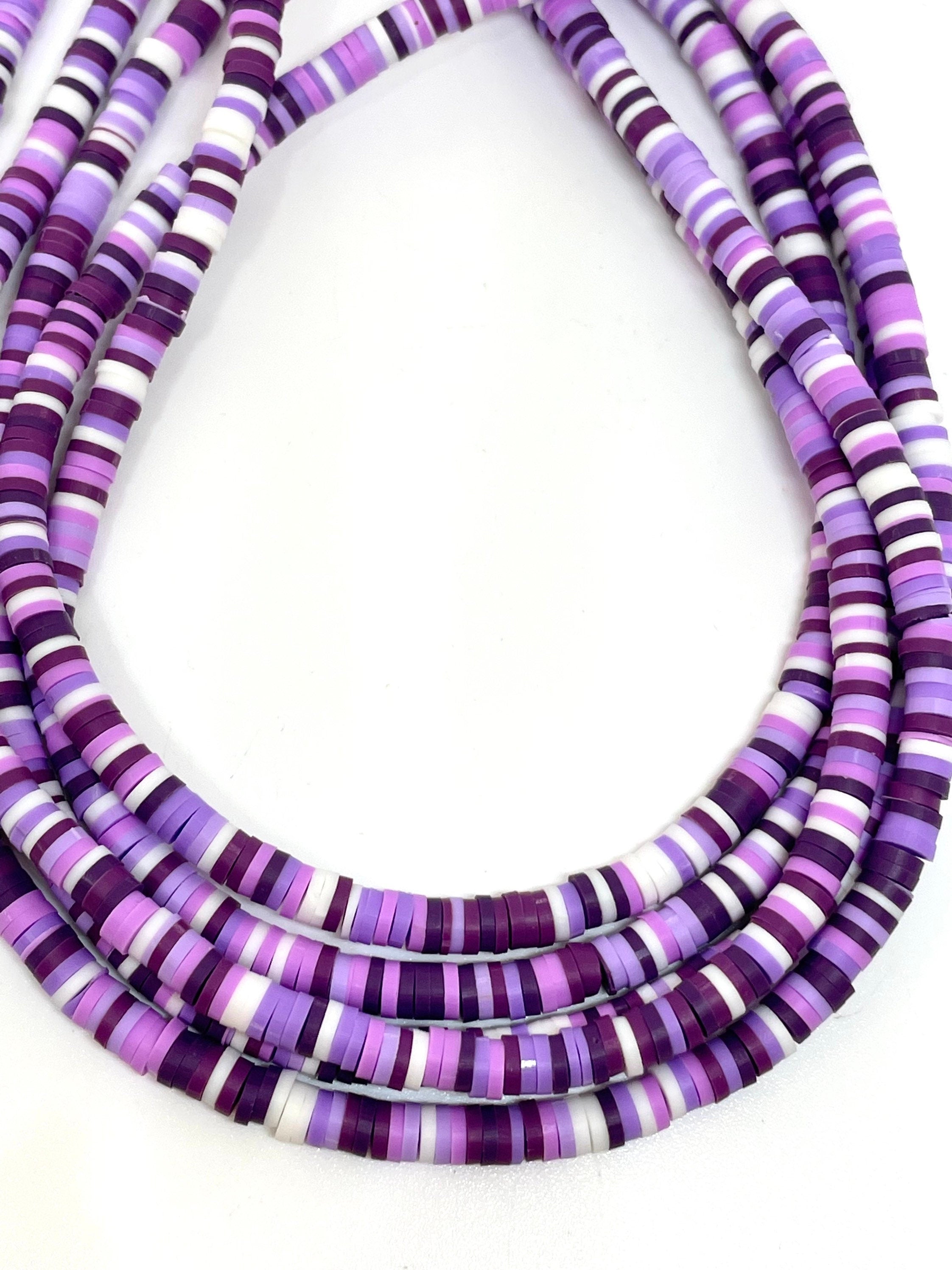 Mini Purple Theme Heishi Necklace Beads, Lavender, Light Purple Beads for Jewelry Making, Tiny Beads