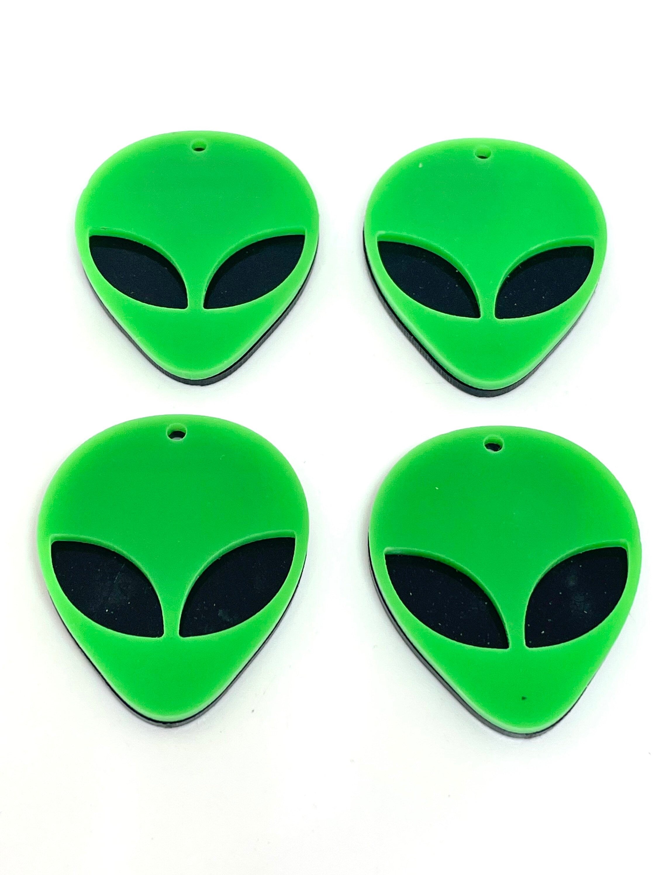 Green Alien Charms for Jewelry Making, Halloween Jewelry, Creepy Charm, UFO Jewelry, Goth Charms