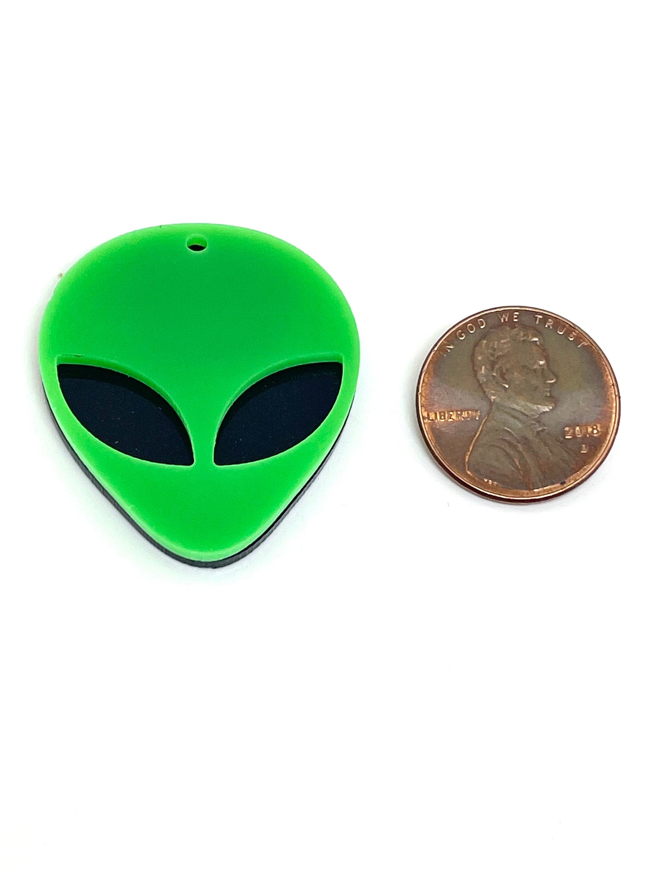 Green Alien Charms for Jewelry Making, Halloween Jewelry, Creepy Charm, UFO Jewelry, Goth Charms