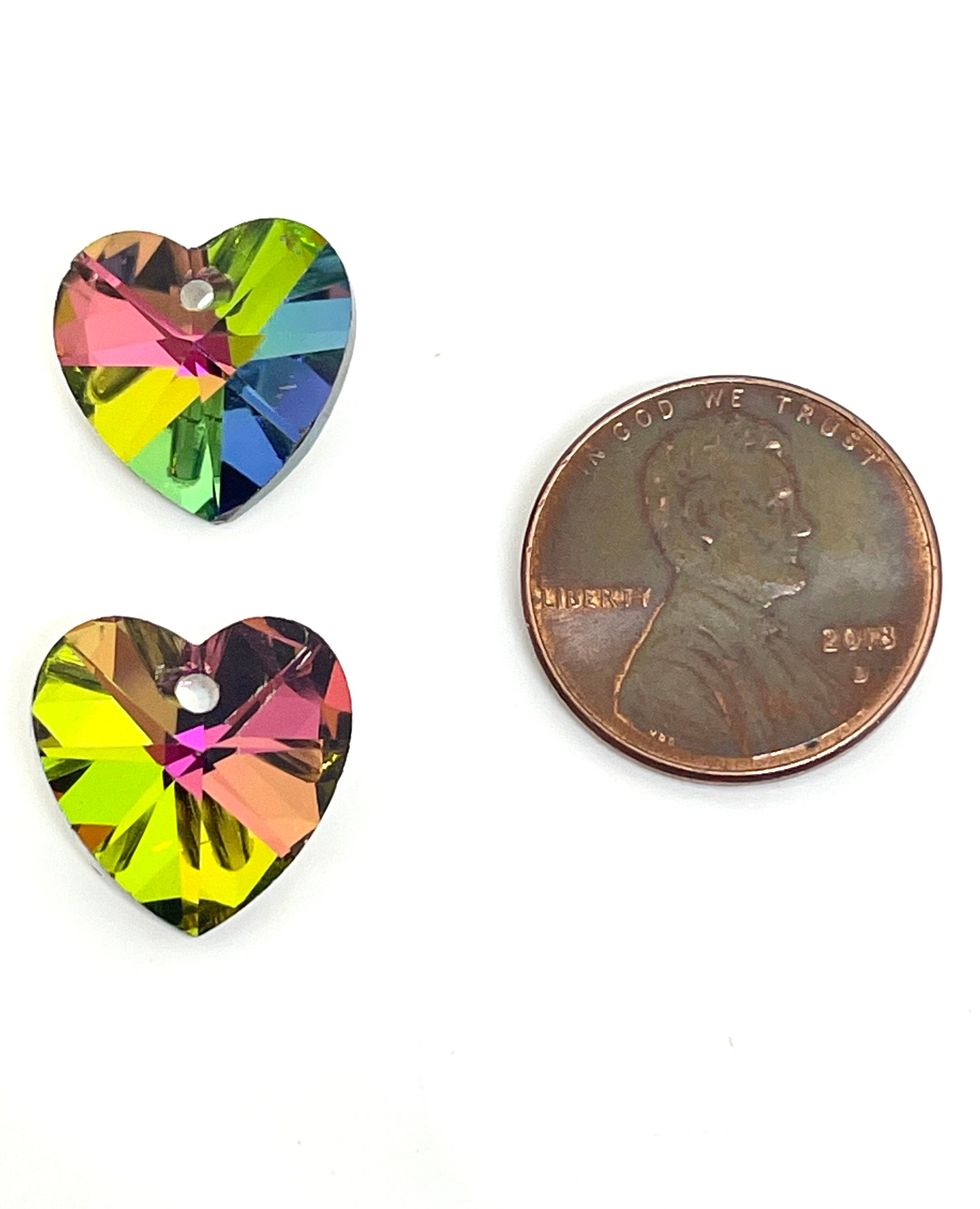 Beautiful Glass Rainbow Heart Pendant for Jewelry Making, Necklace, Crystal Heart Charm