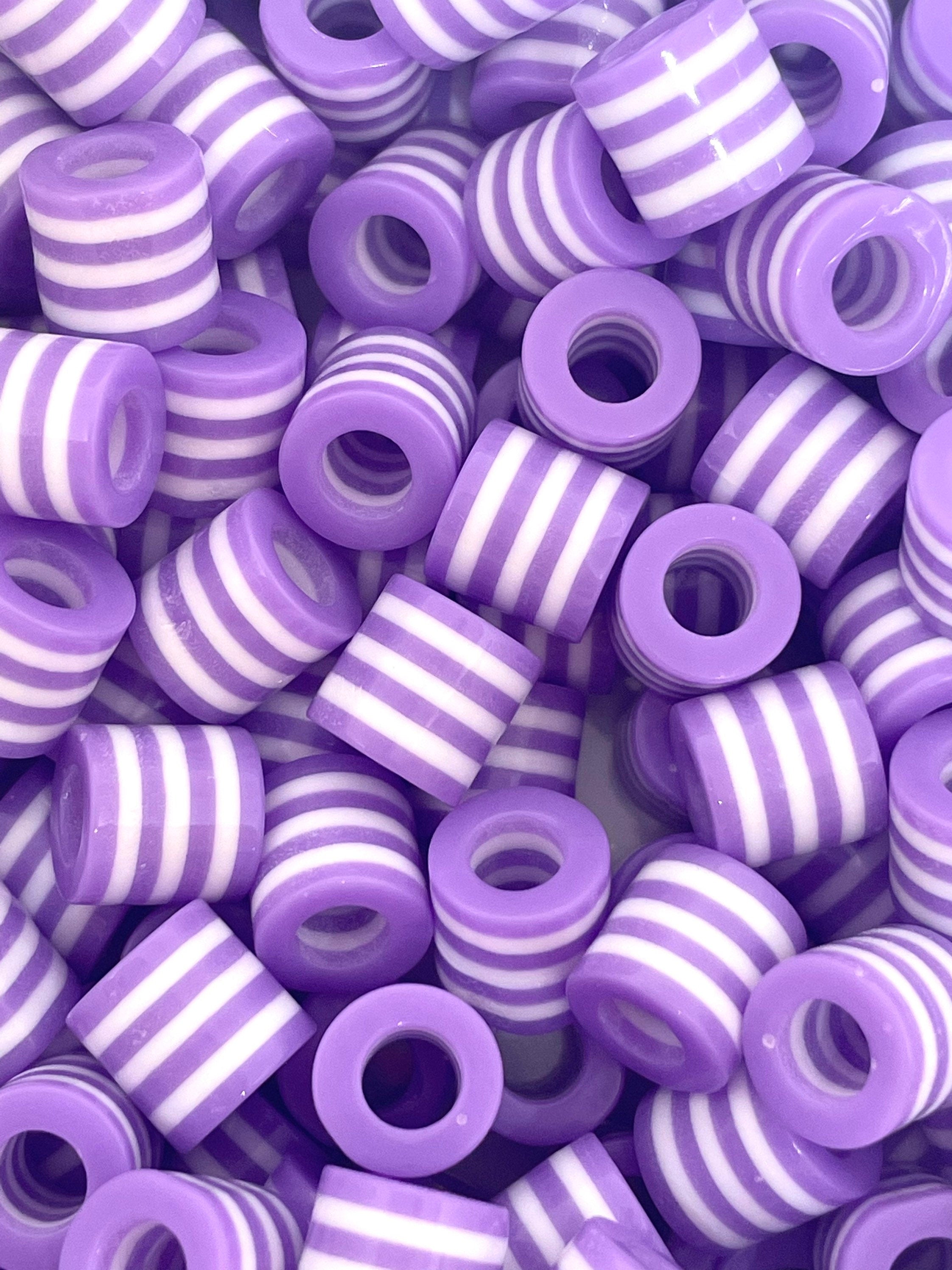 Purple Striped Drum Beads for Jewelry Making, Bracelet, Necklace, Hair, Striped Beads, Purple Beads, Lavender Themed