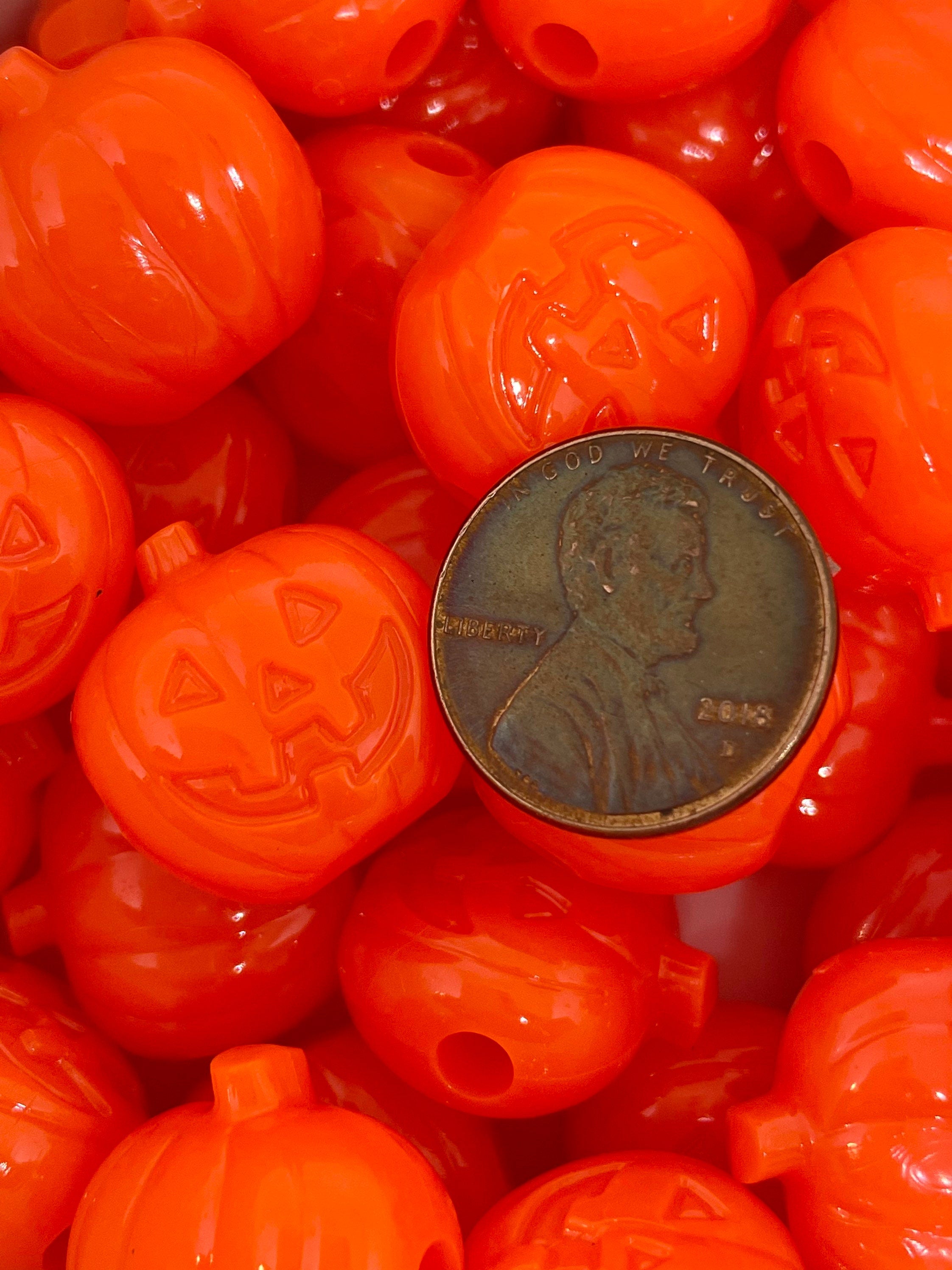 Bright Orange Pumpkin Beads, Halloween Beads, Jewelry, Charm, Goth Beads, Jack o Lantern Beads