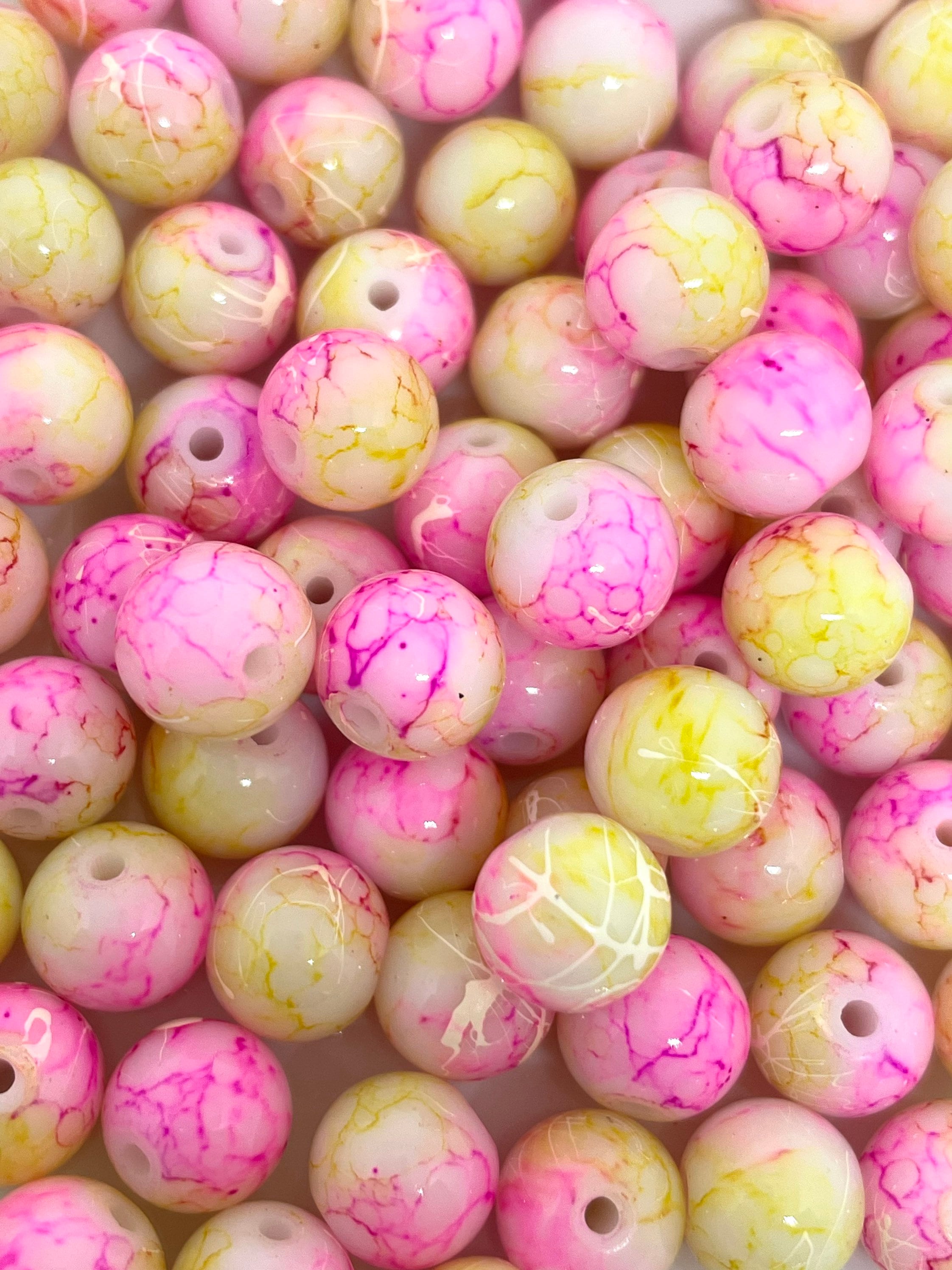 8mm Pretty Glass Sunset Beads, Yellow Tie Dye Beads Jewelry for Necklace, Bracelet