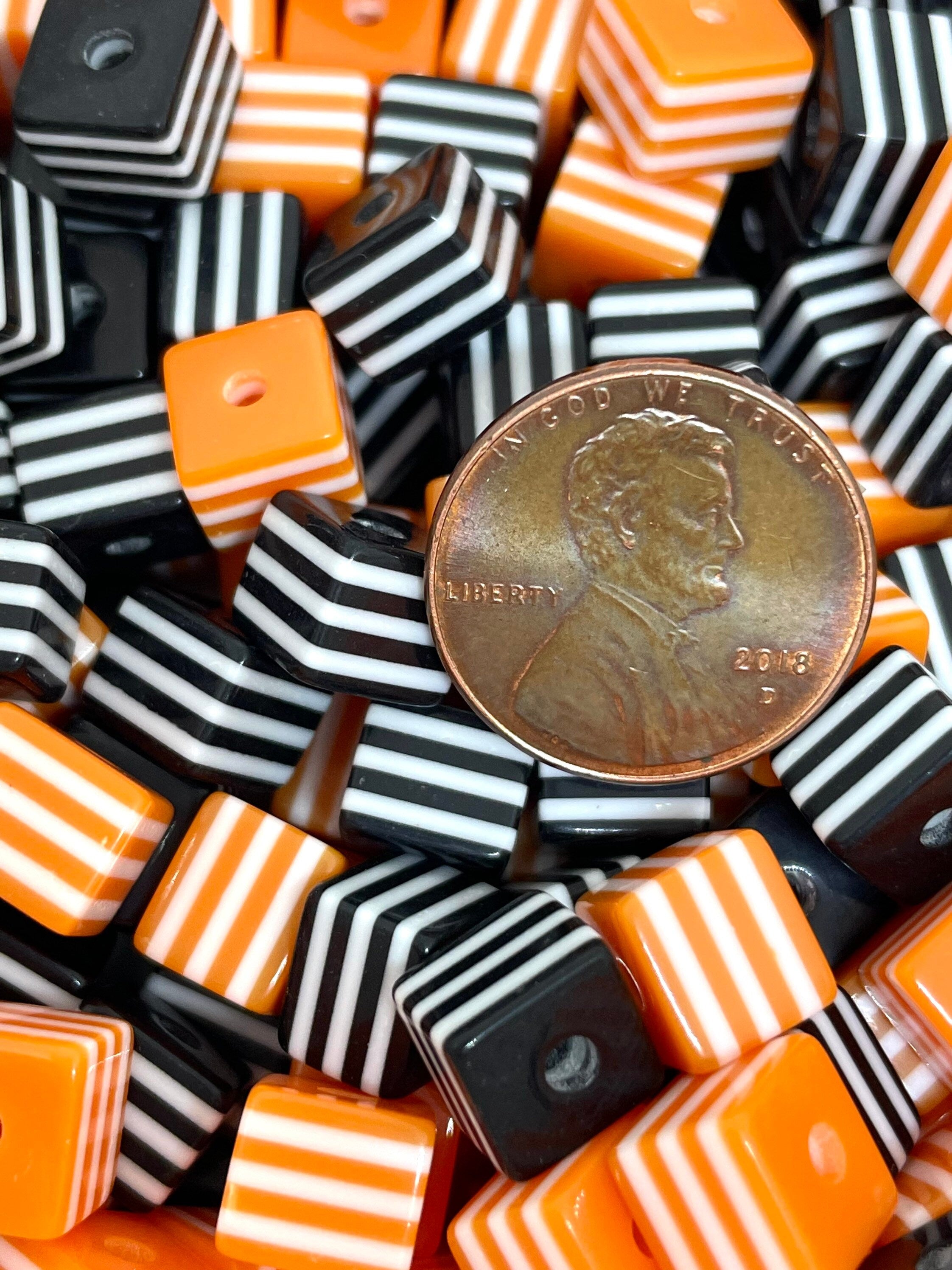 Halloween Candy Beads for Jewelry Making, Square Halloween Jewelry, Cube Beads, Goth Beads, Spooky Beads