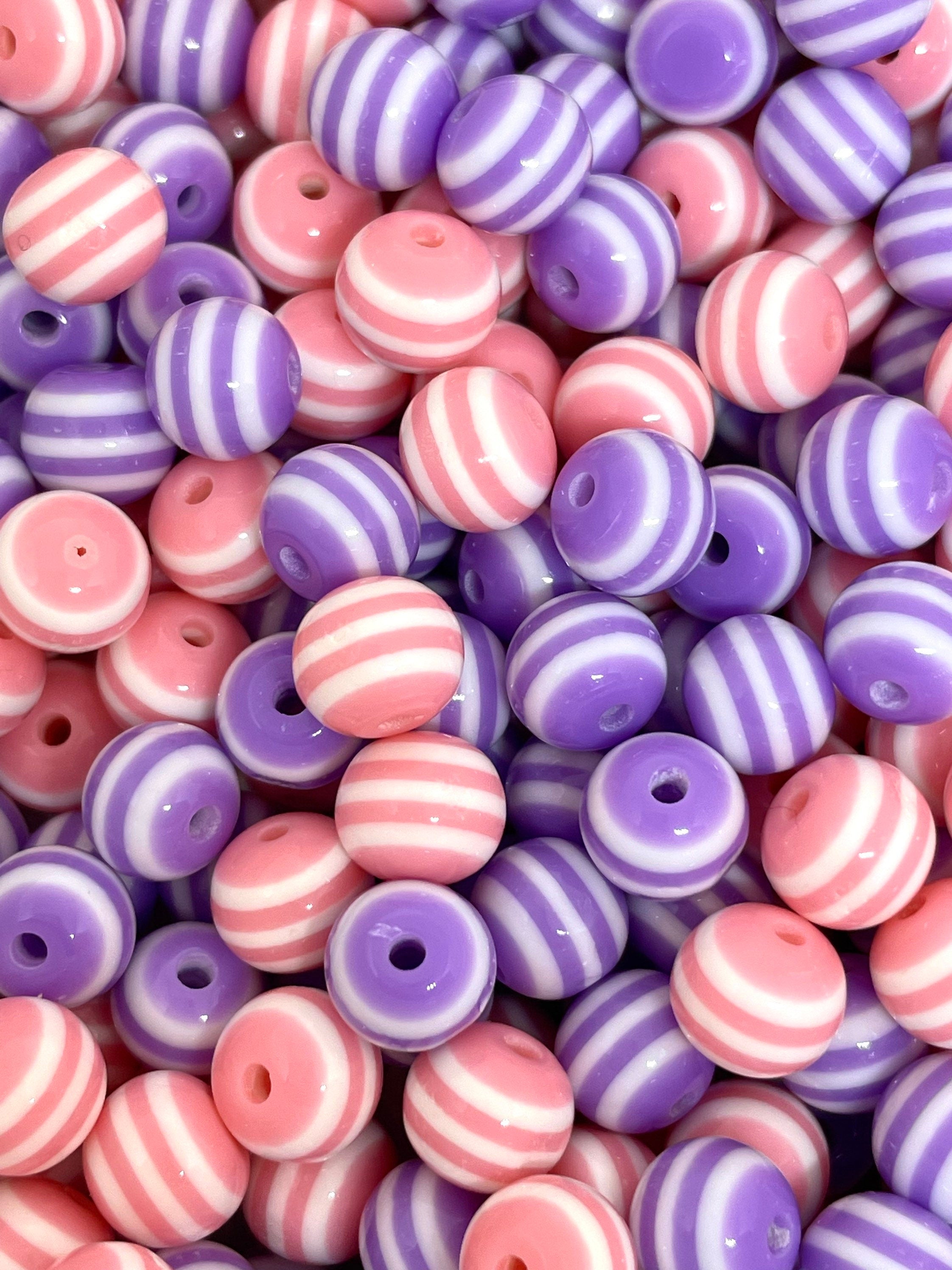 8mm Cute Pastel Striped Beads